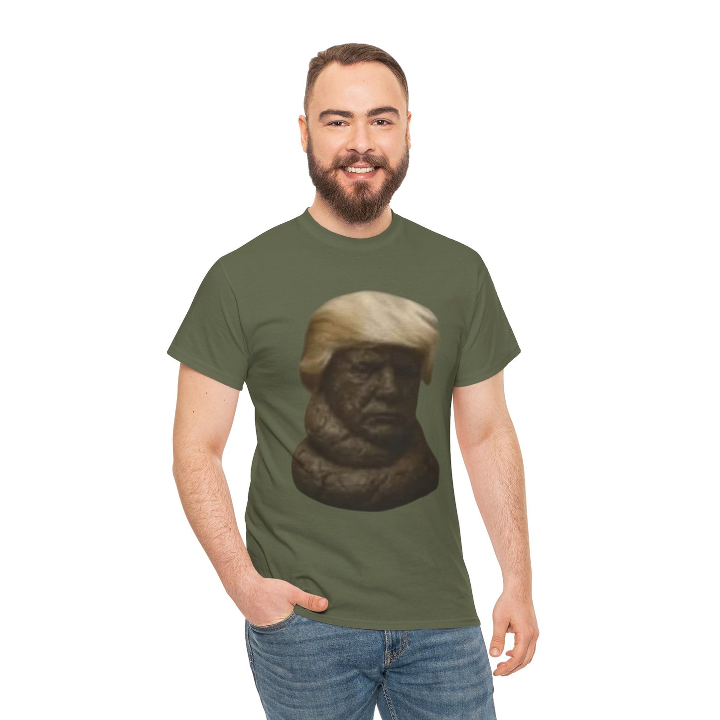 Graphic Tee — Bronze Bust Illustration T‑Shirt
