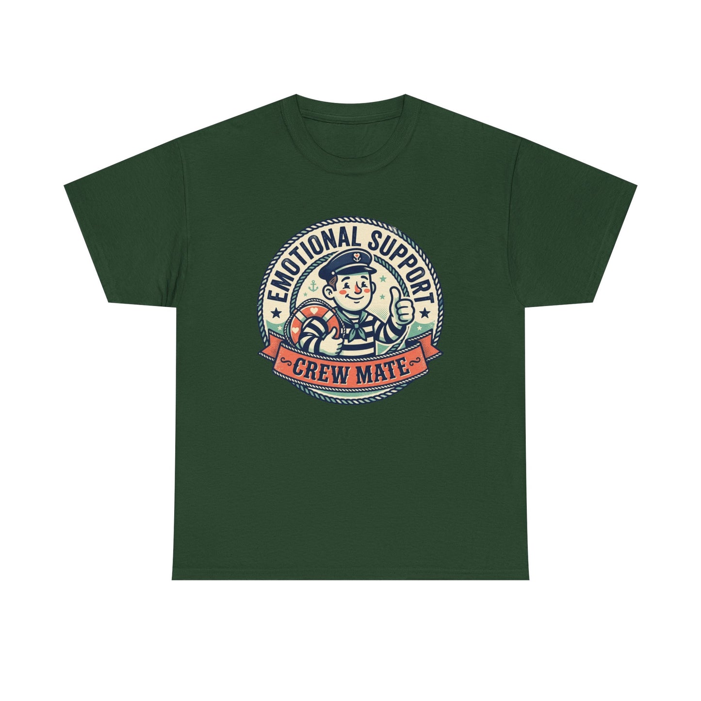 Emotional Support Crew Mate T‑Shirt — Retro Nautical Crewmate Tee Printify