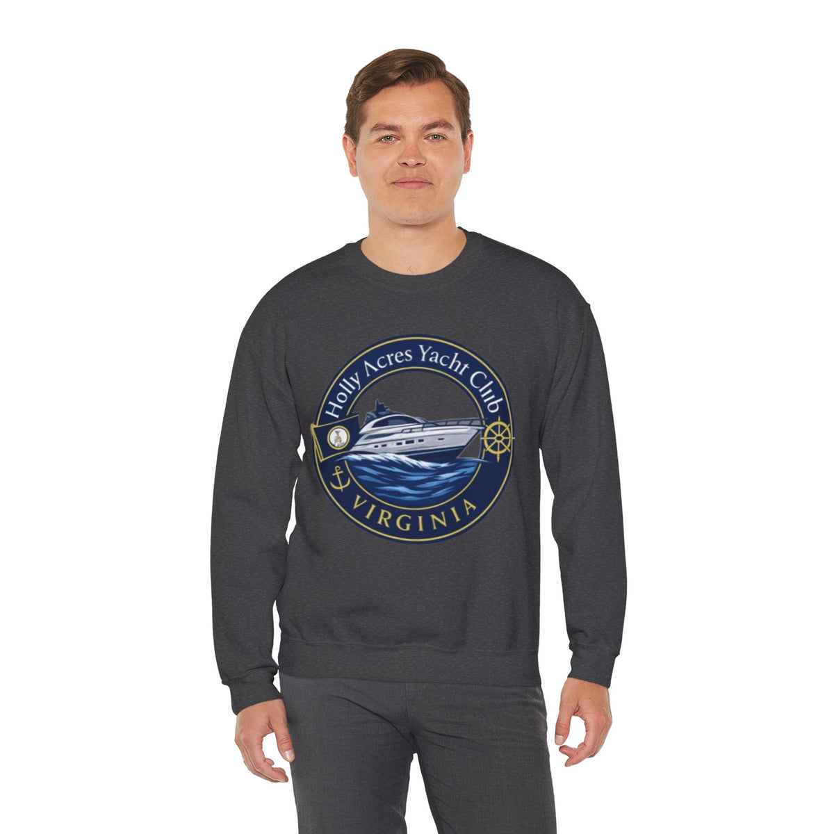 Virginia Yacht Club Crewneck Sweatshirt — "Holly Acres Yacht Club" Nautical Logo