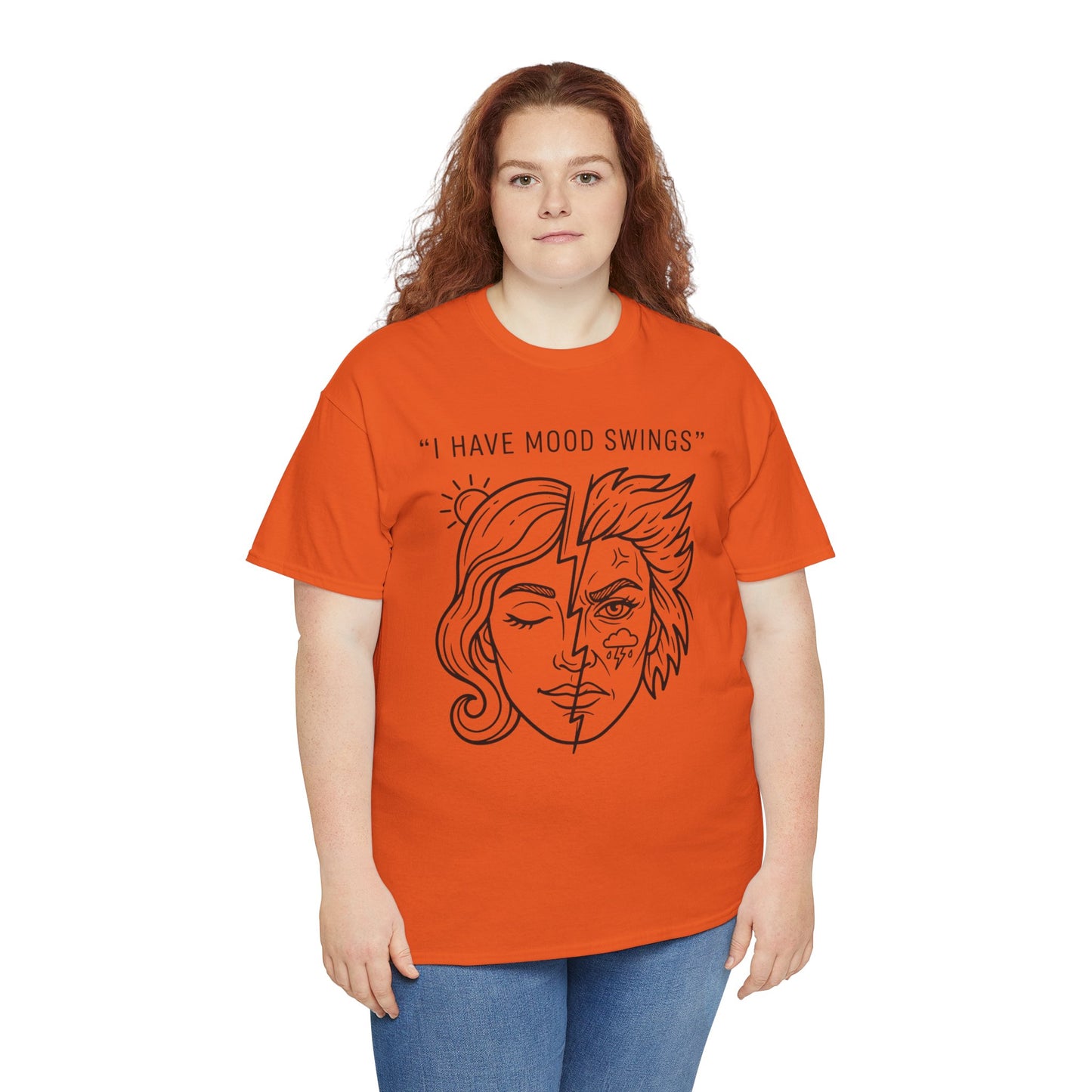Mood Swings Graphic Tee — Split Face Line Art "I Have Mood Swings" T-Shirt Printify