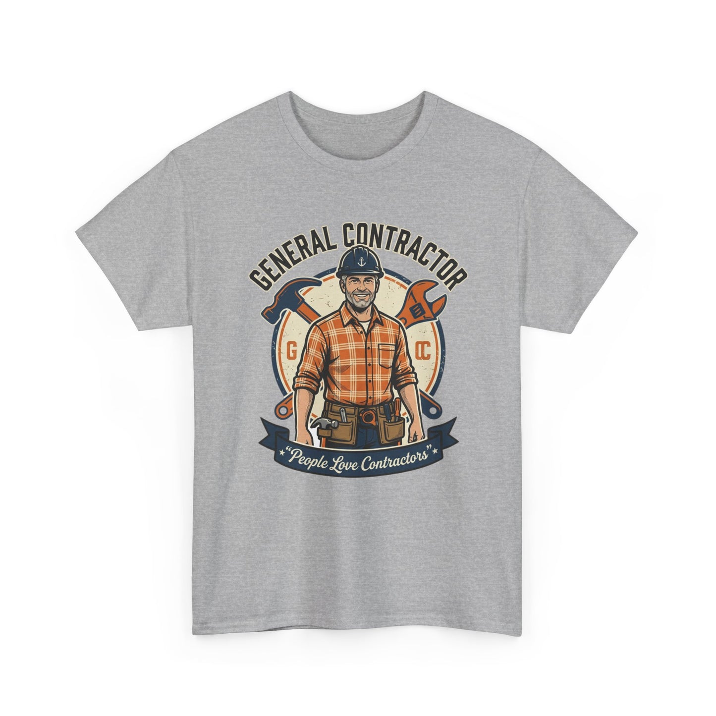 General Contractor T-Shirt — Vintage Construction Worker Logo Tee Printify