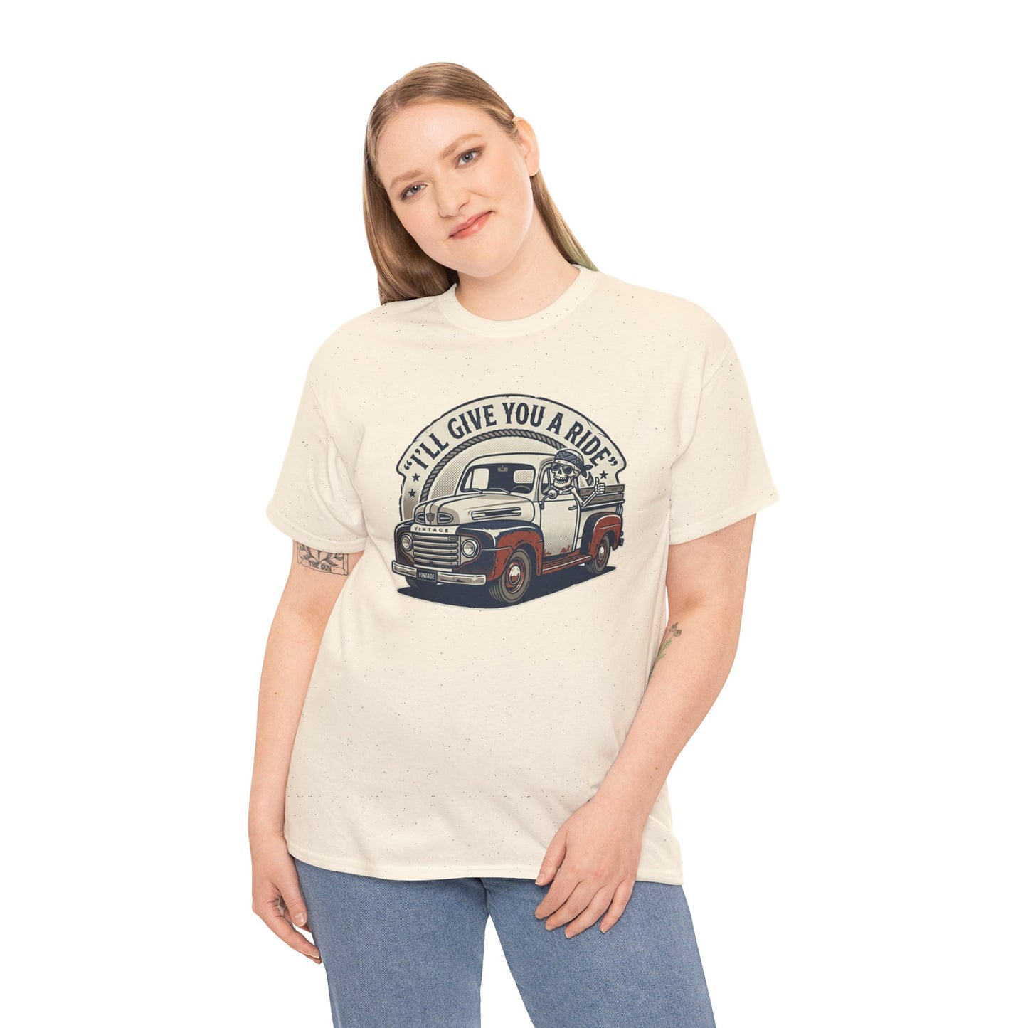 Vintage Pickup Truck T-Shirt — “I’ll Give You a Ride” Classic Retro Tee Printify