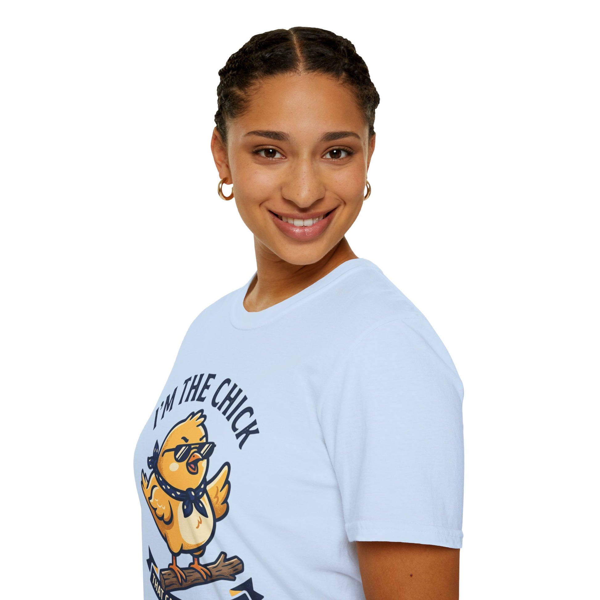 I’m the Chick That Can Take a Stick T-Shirt — Cute Tough Chick Graphic Tee Printify