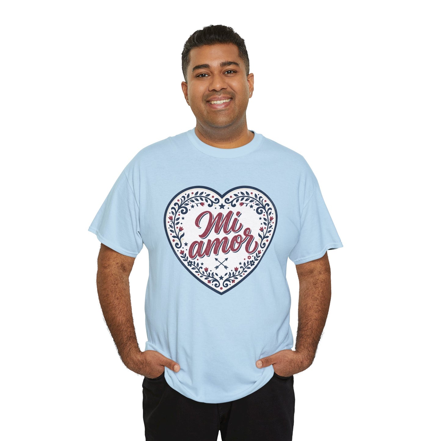 Mi Amor Heart T-Shirt — Romantic Floral Graphic Tee for Valentine’s Day