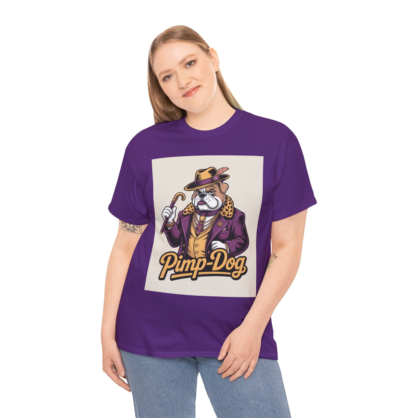 Pimp-Dog Graphic Tee — Retro Bulldog Character Shirt Printify