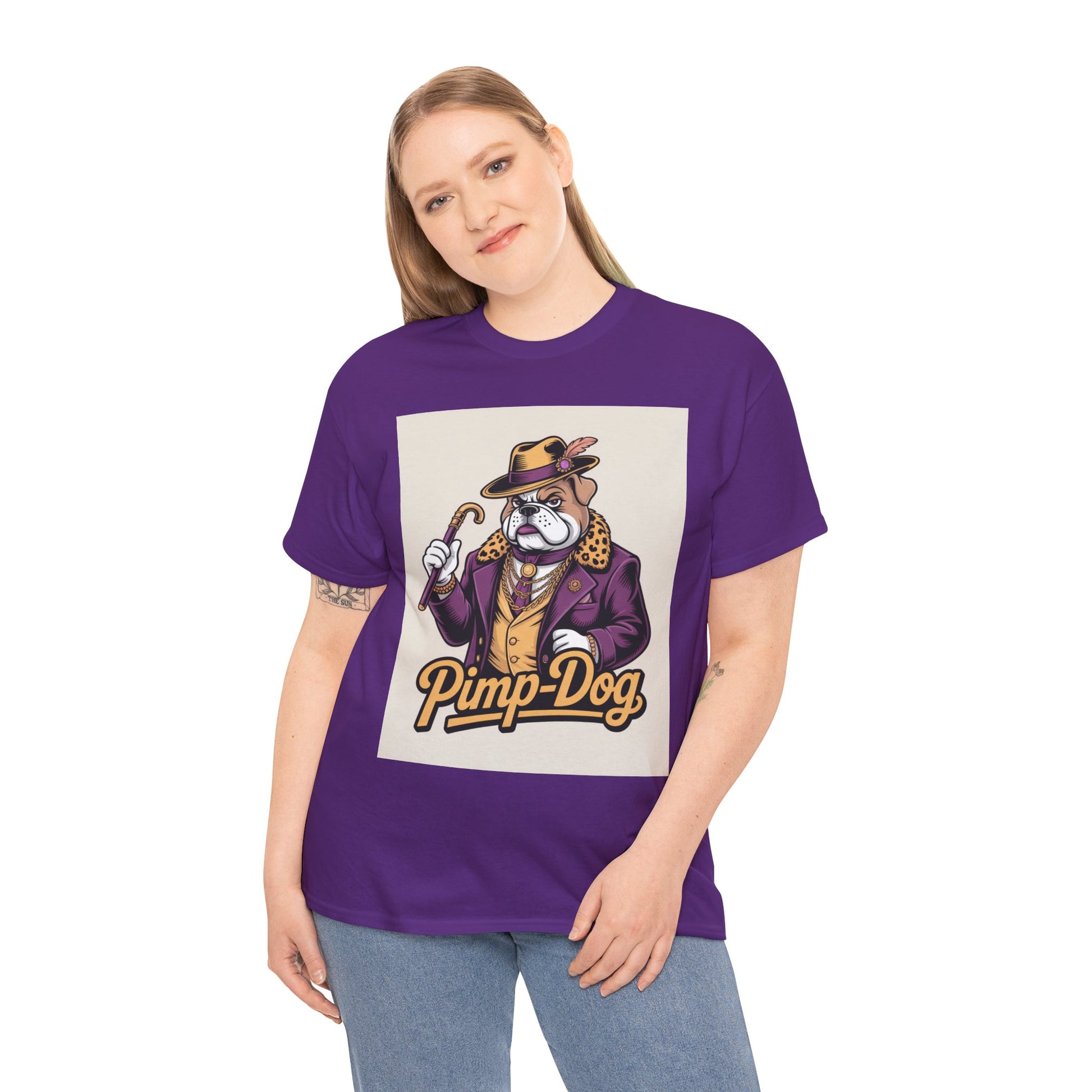 Pimp-Dog Graphic Tee — Retro Bulldog Character Shirt Printify
