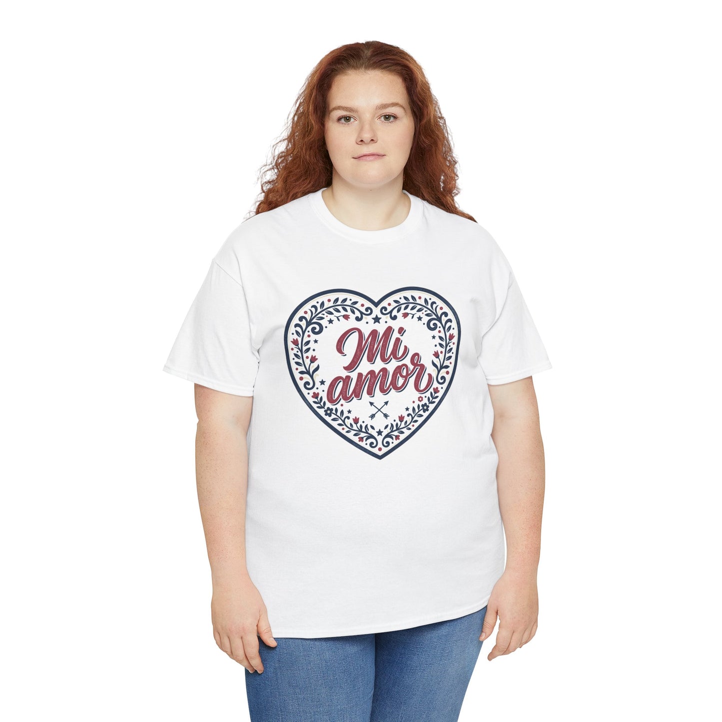 Mi Amor Heart T-Shirt — Romantic Floral Graphic Tee for Valentine’s Day
