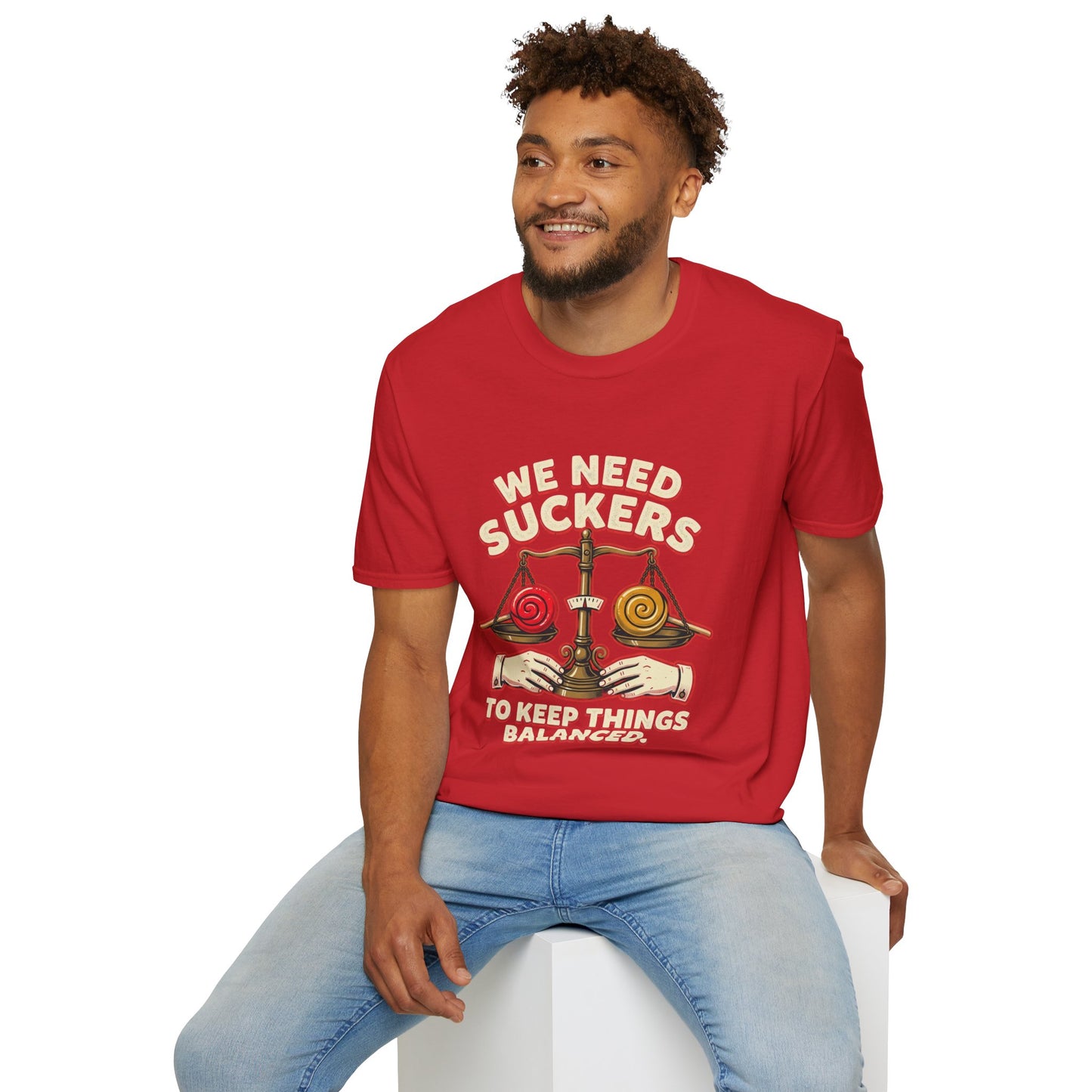 "We Need Suckers to Keep Things Balanced" Retro Candy Scale Tee