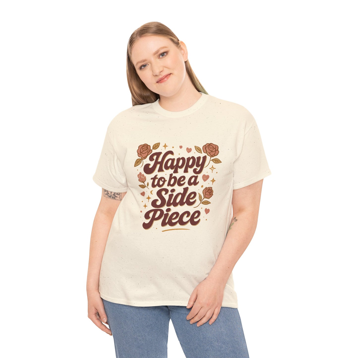 Happy to Be a Side Piece Tee — Retro Floral Statement T-Shirt