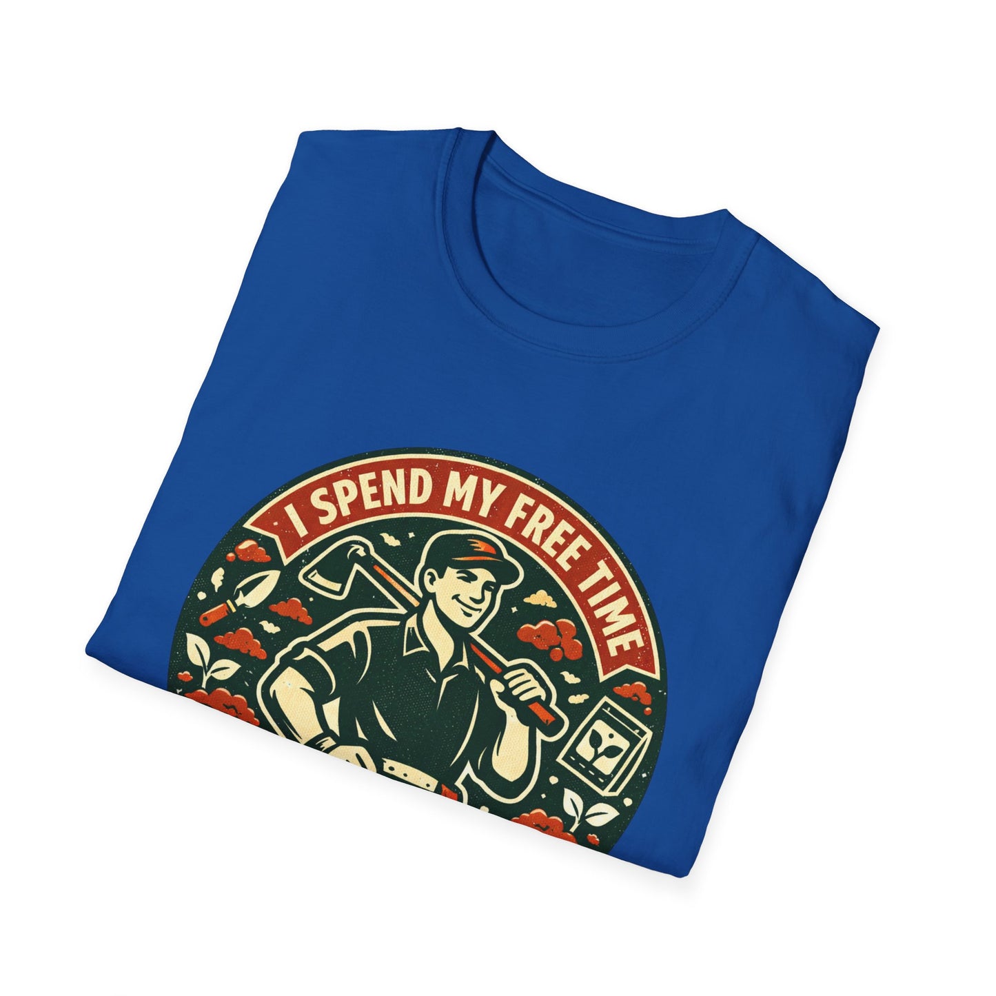Gardener T-Shirt — “I Spend My Free Time With Hoes & Dirt Bags” Retro Gardening Tee