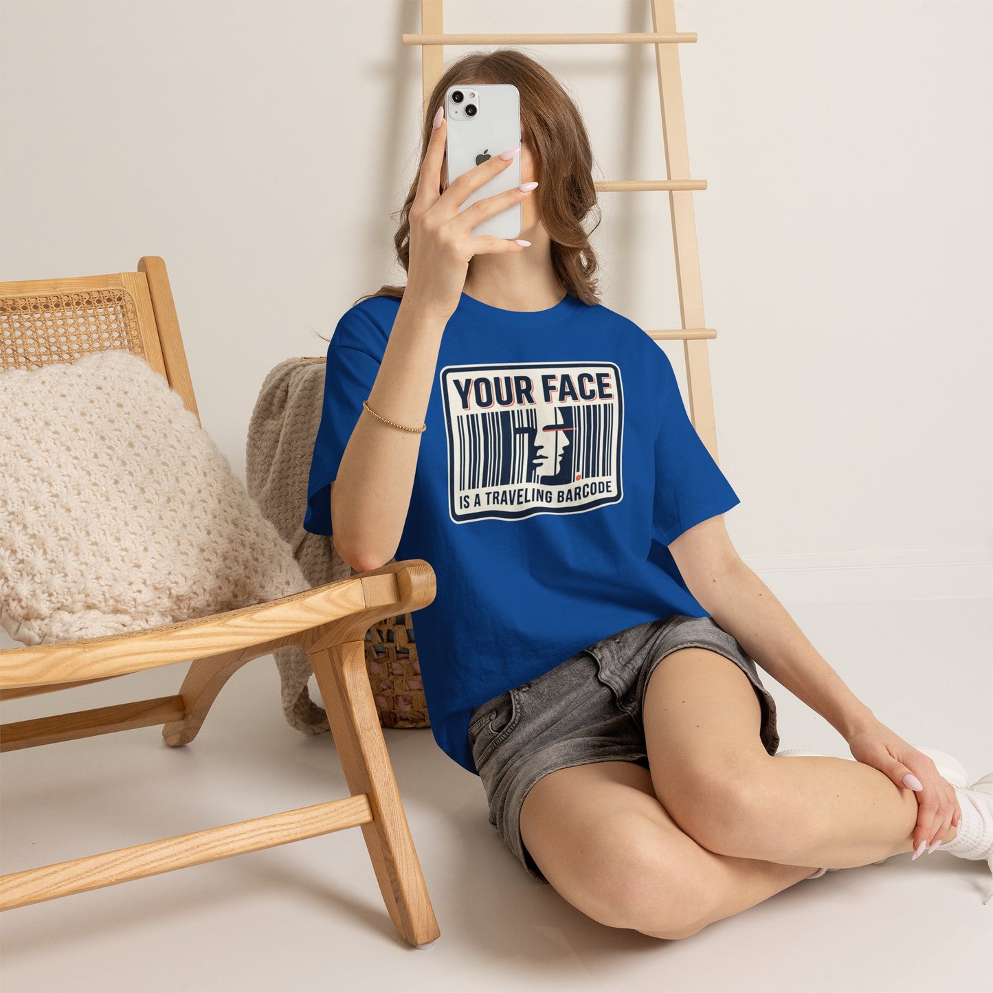 "Your Face Is a Traveling Barcode" Graphic Tee