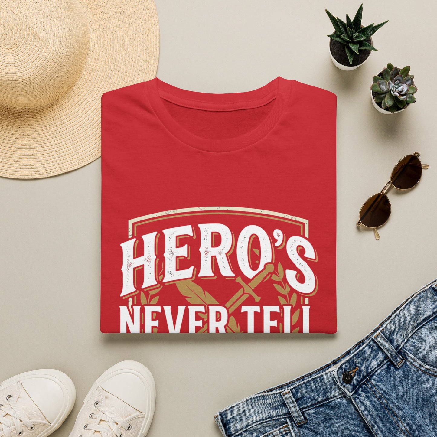Hero's Never Tell T-Shirt — 'Hero's Never Tell Their Own Story' Graphic Tee for Veterans & First Responders