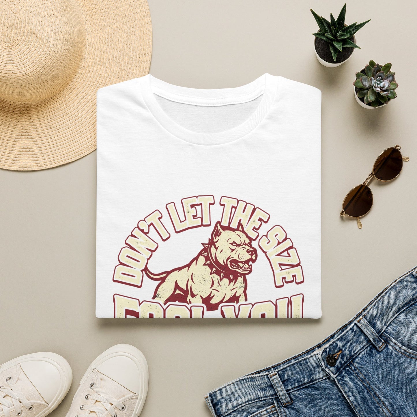 "Don’t Let The Size Fool You" Vintage Dog Tee-Pitbull Graphic T-Shirt
