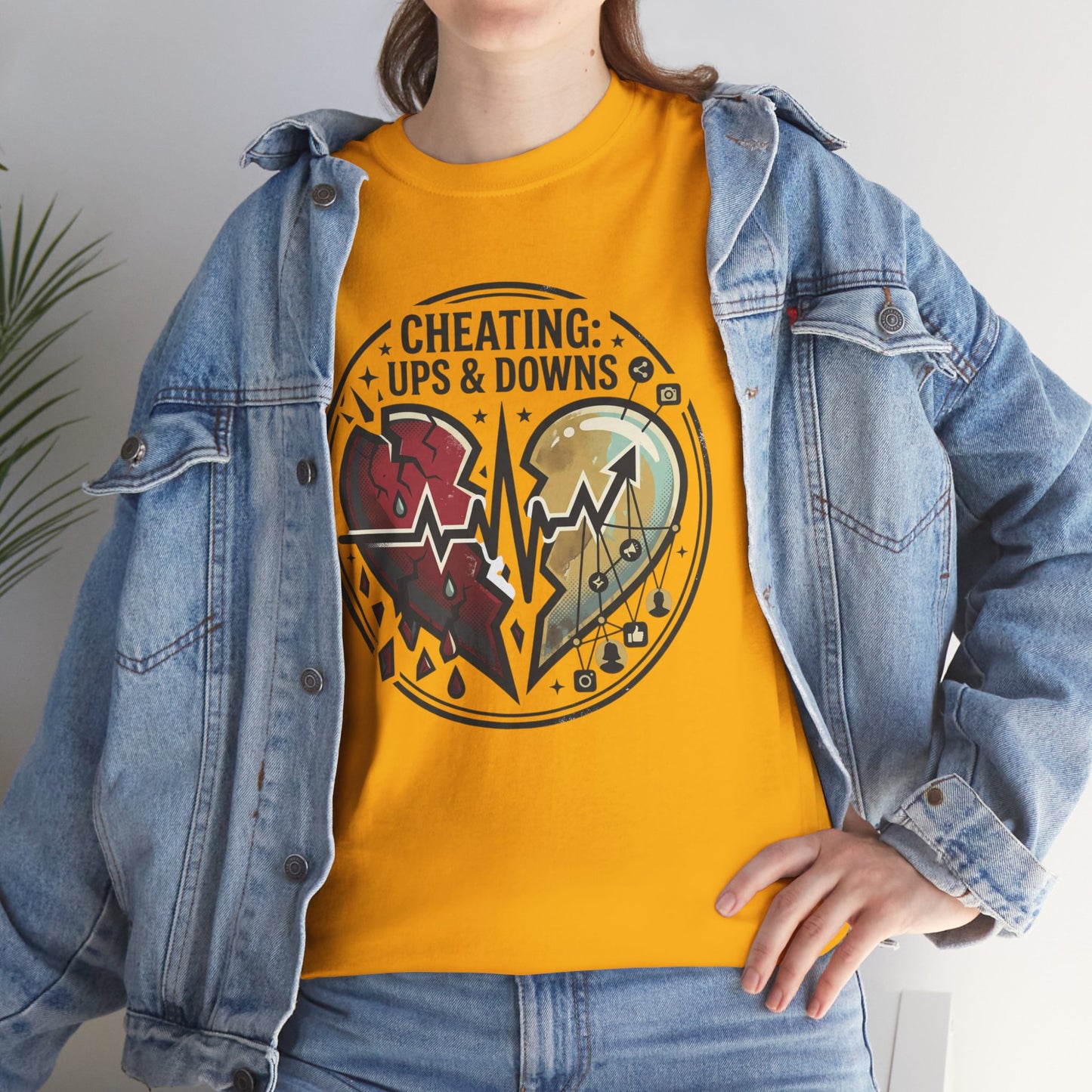 Cheating: Ups & Downs Broken Heart Graphic Tee Printify