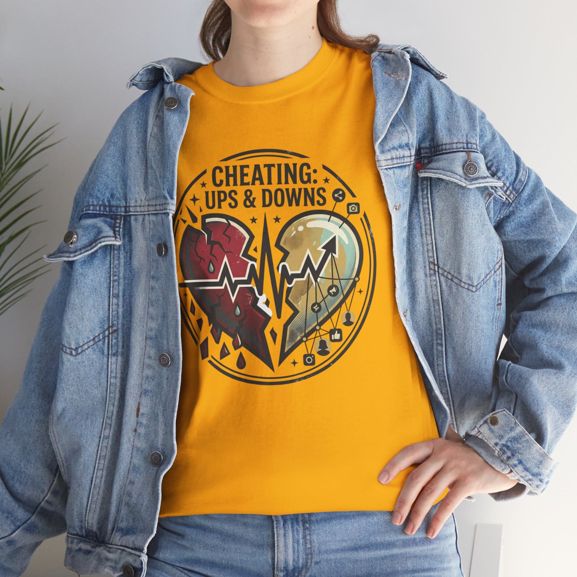 Cheating: Ups & Downs Broken Heart Graphic Tee Printify