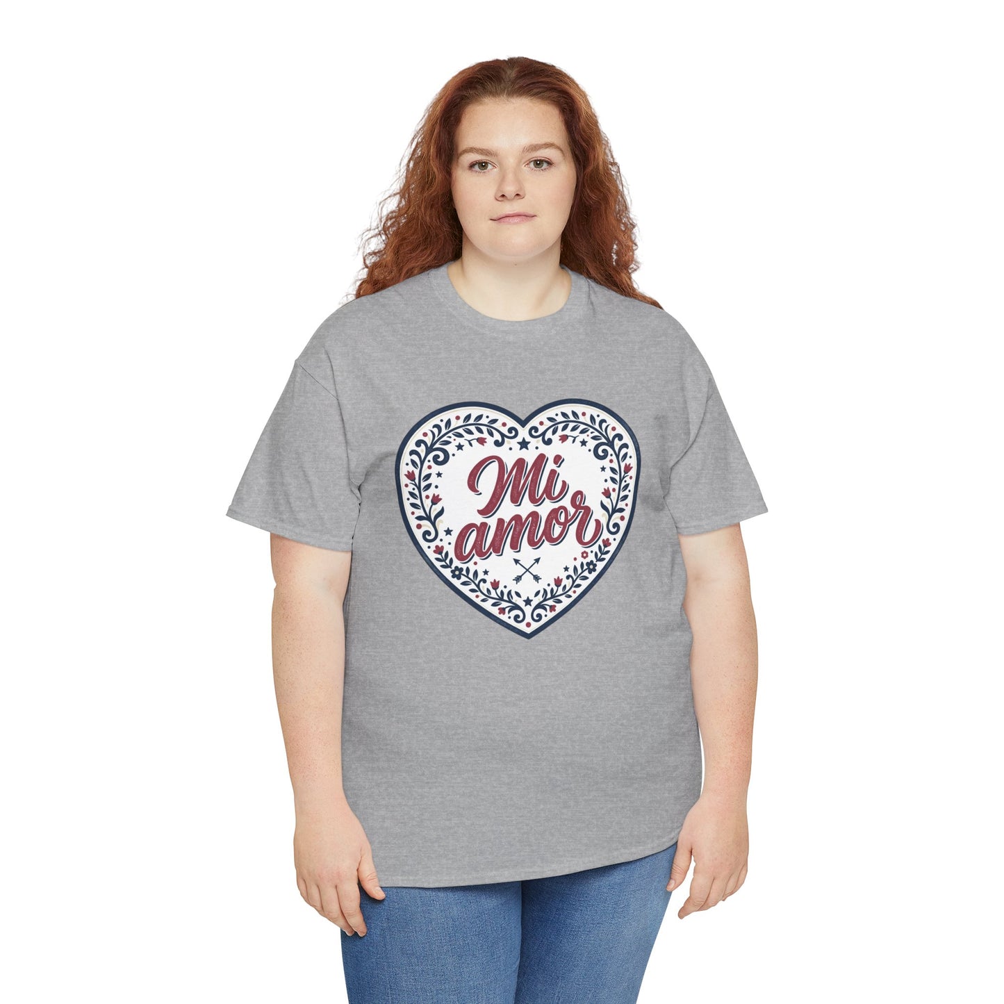 Mi Amor Heart T-Shirt — Romantic Floral Graphic Tee for Valentine’s Day
