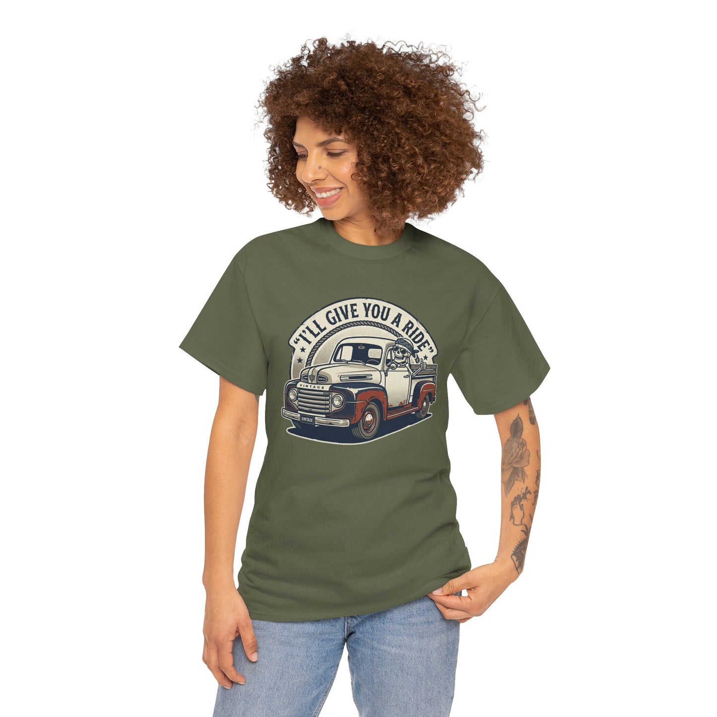 Vintage Pickup Truck T-Shirt — “I’ll Give You a Ride” Classic Retro Tee Printify