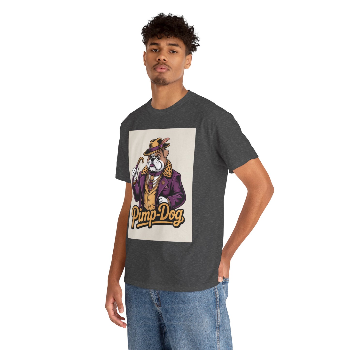 Pimp-Dog Graphic Tee — Retro Bulldog Character Shirt Printify