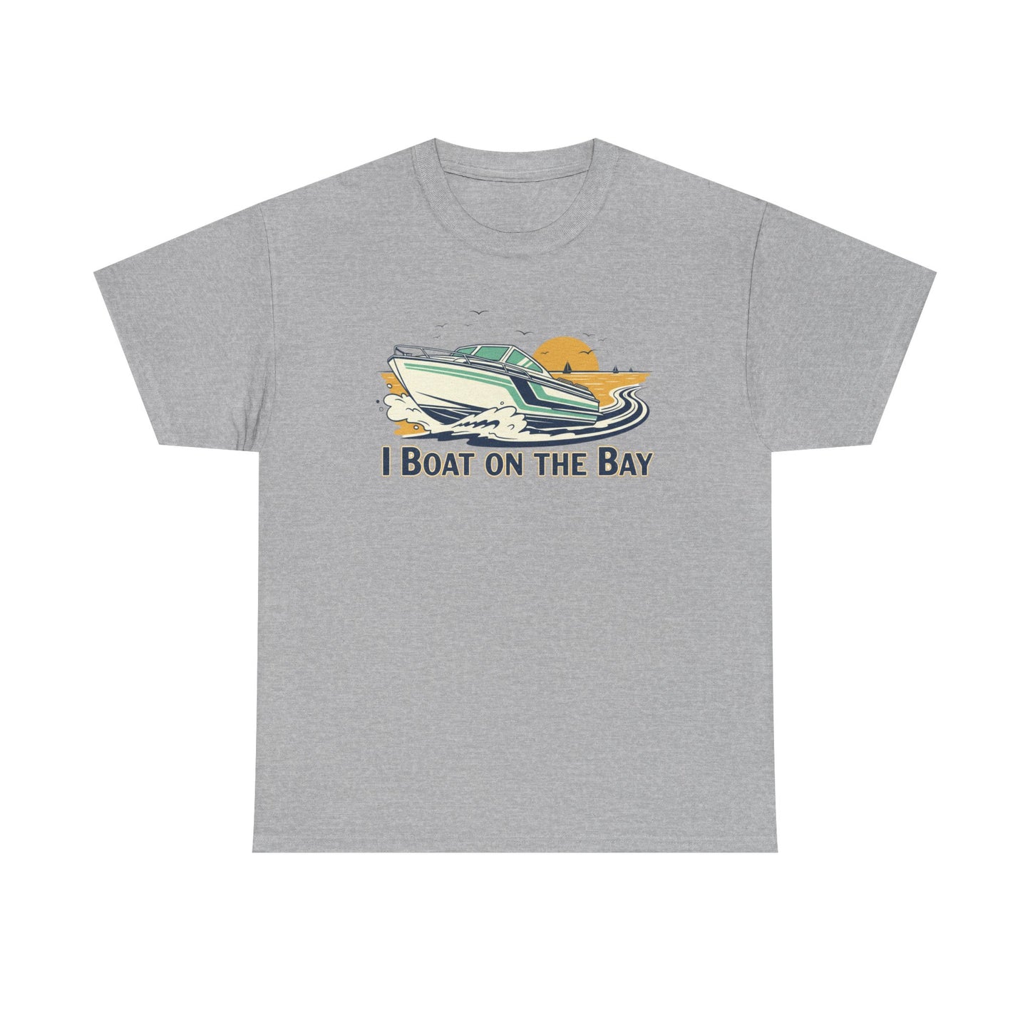 Boat on the Bay T-Shirt — Retro Motorboat Sunset Tee Printify