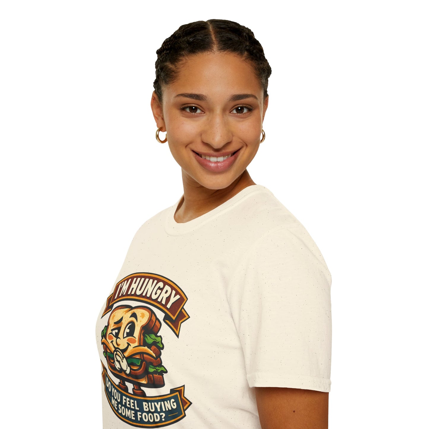 I'm Hungry Burger Graphic T-Shirt — "Do You Feel Buying Me Some Food?" Funny Foodie Tee