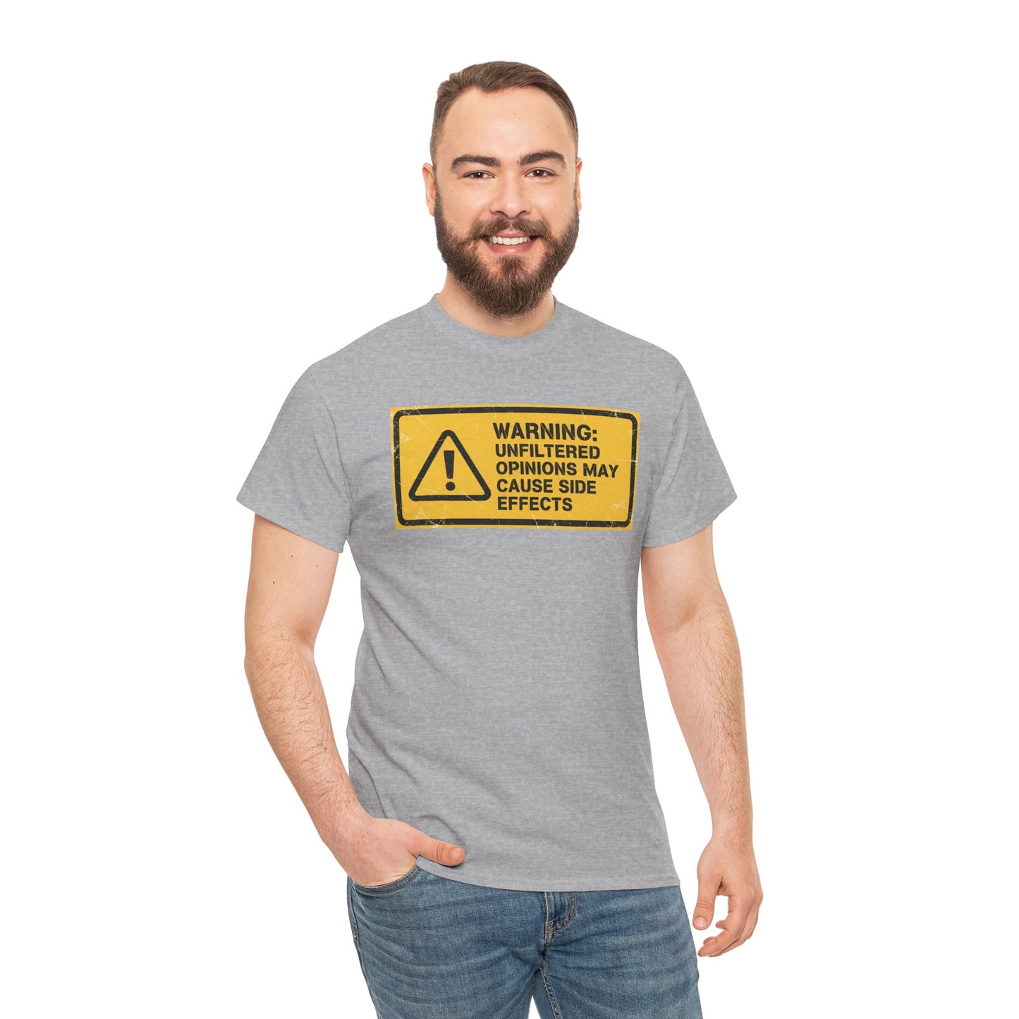 T-Shirt — "Warning: Unfiltered Opinions May Cause Side Effects" Graphic Tee