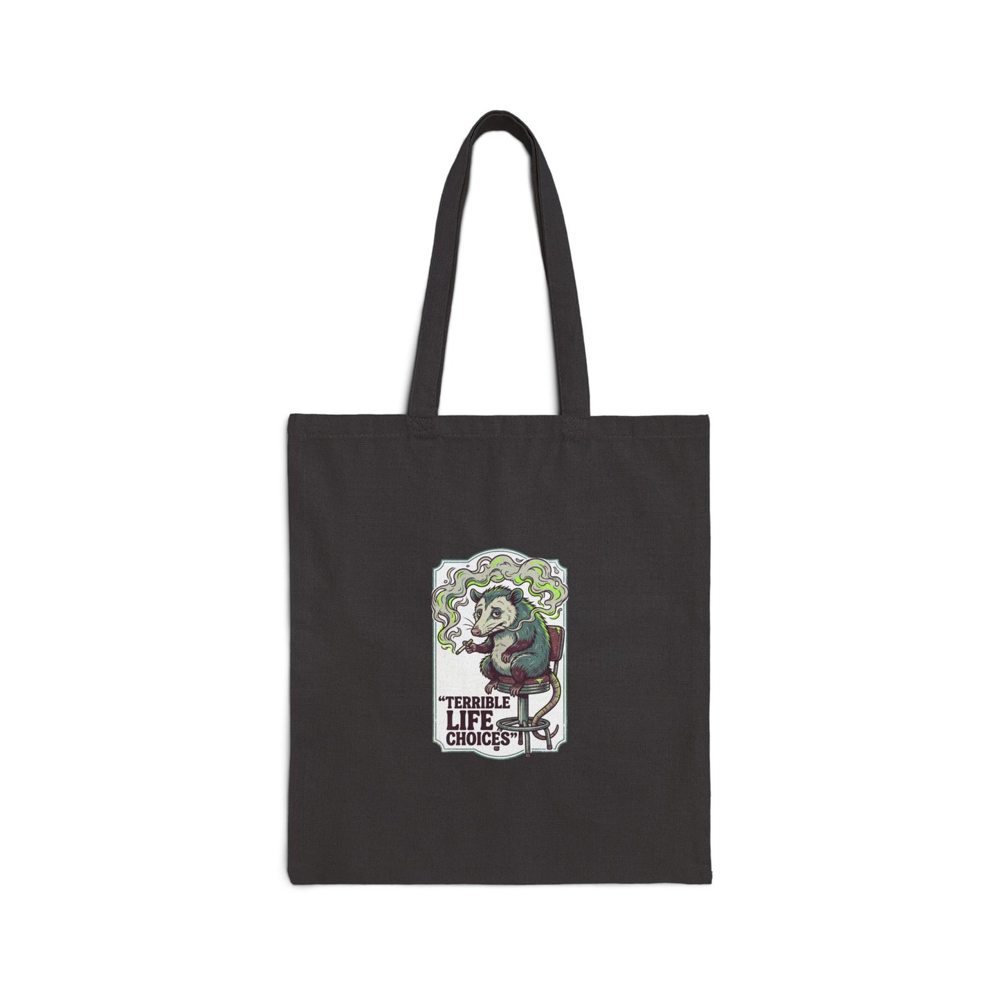 Ironic Smoking Raccoon Tote | absurdist animal, edgy retro counterculture