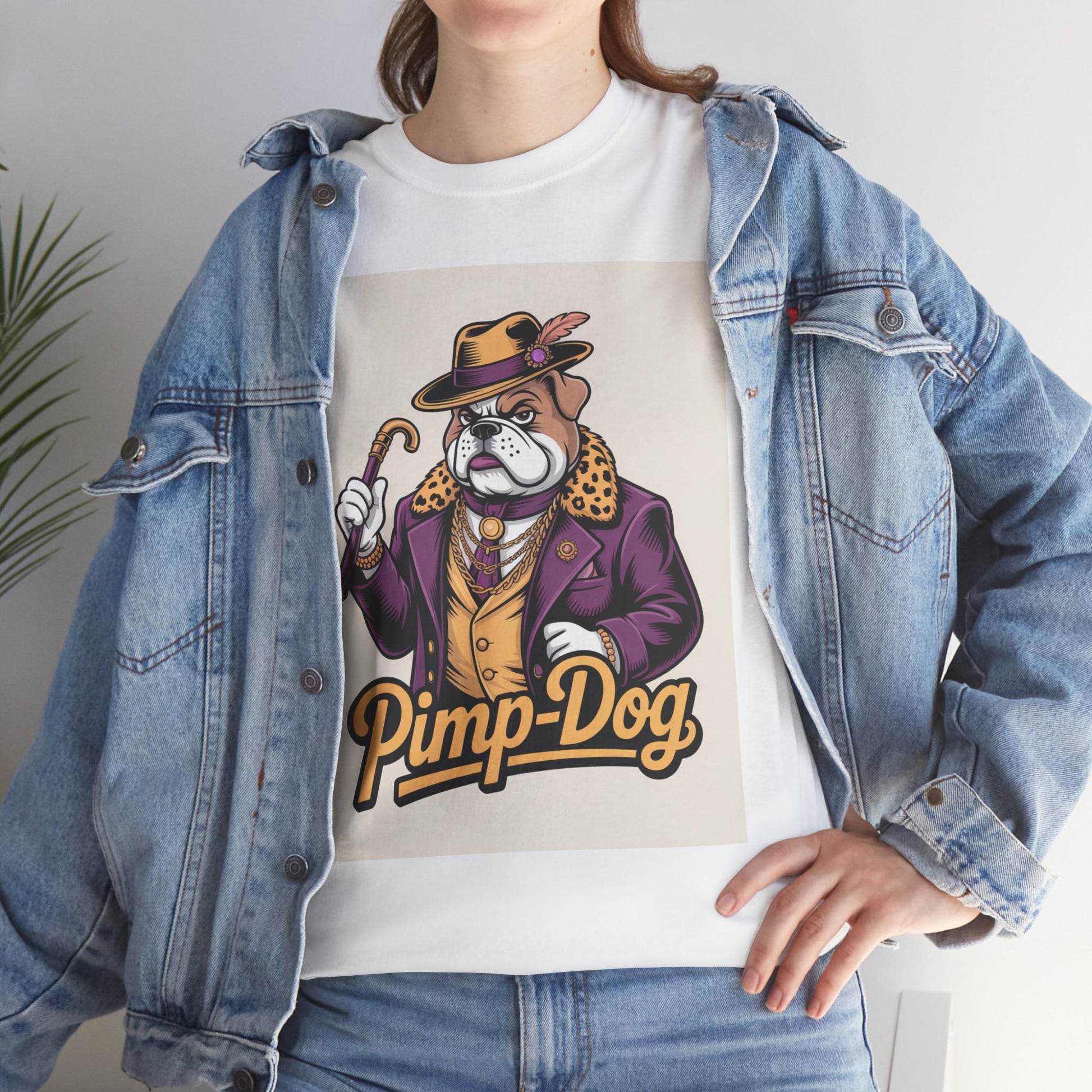 Pimp-Dog Graphic Tee — Retro Bulldog Character Shirt Printify