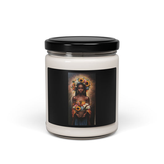 Soy Candle — Black Madonna with Sunflowers Scented Jar (9 oz)