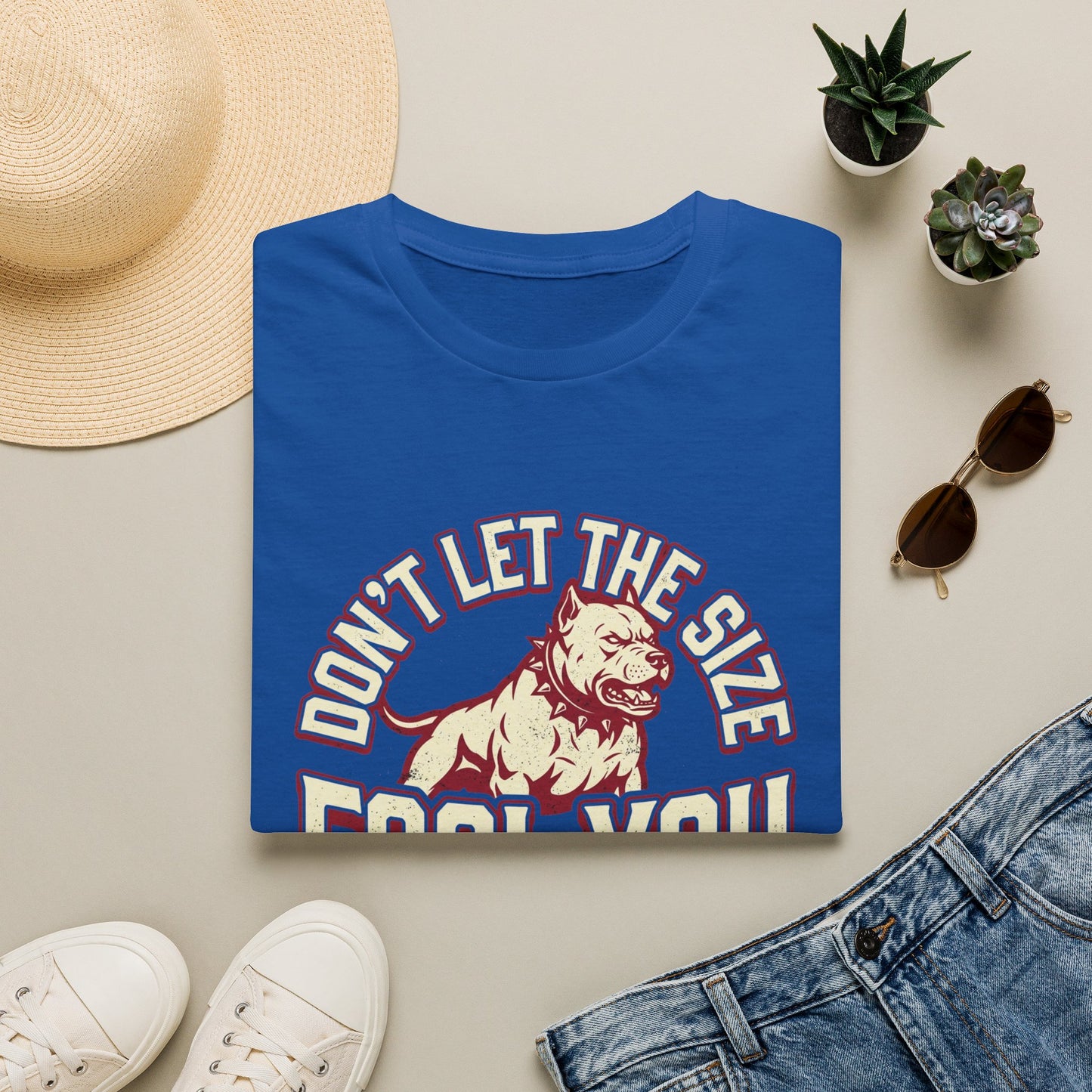 "Don’t Let The Size Fool You" Vintage Dog Tee-Pitbull Graphic T-Shirt