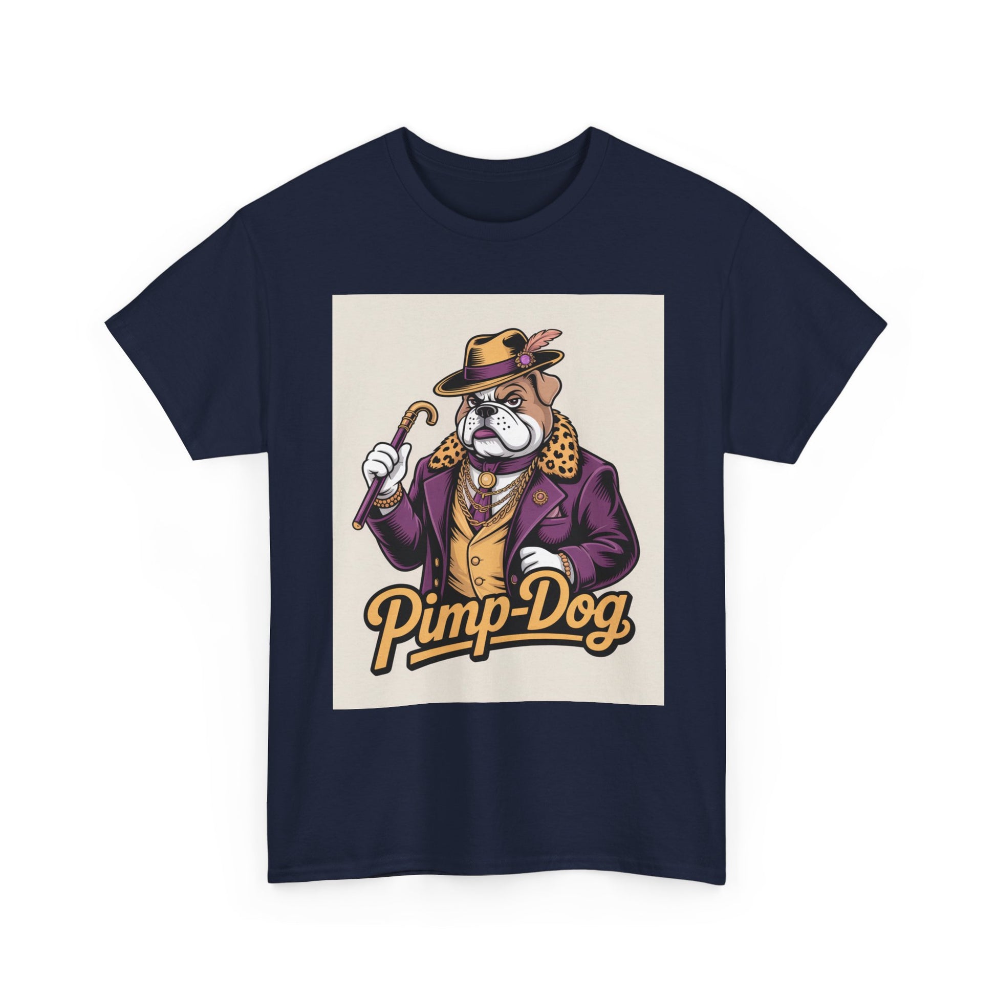 Pimp-Dog Graphic Tee — Retro Bulldog Character Shirt Printify