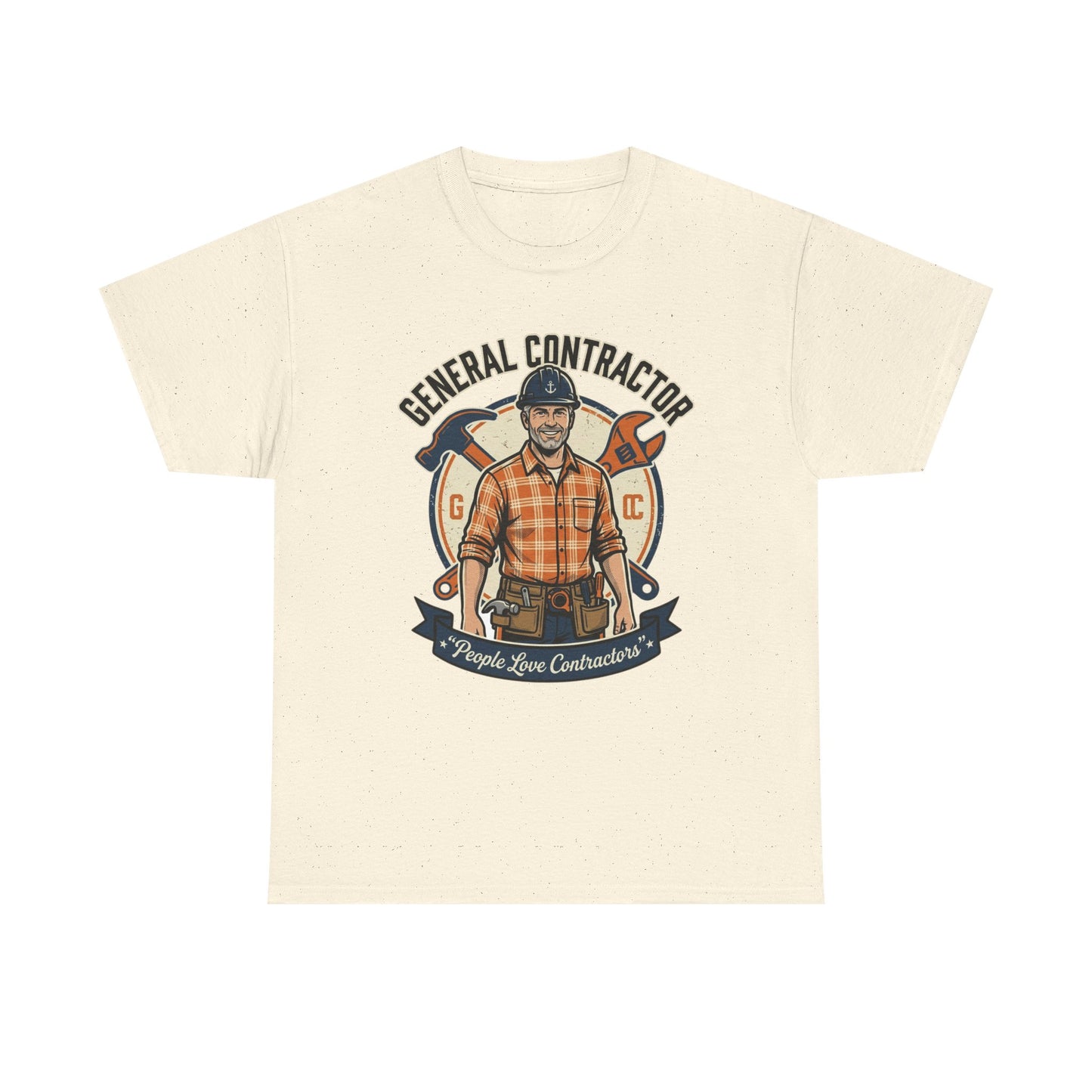 General Contractor T-Shirt — Vintage Construction Worker Logo Tee Printify