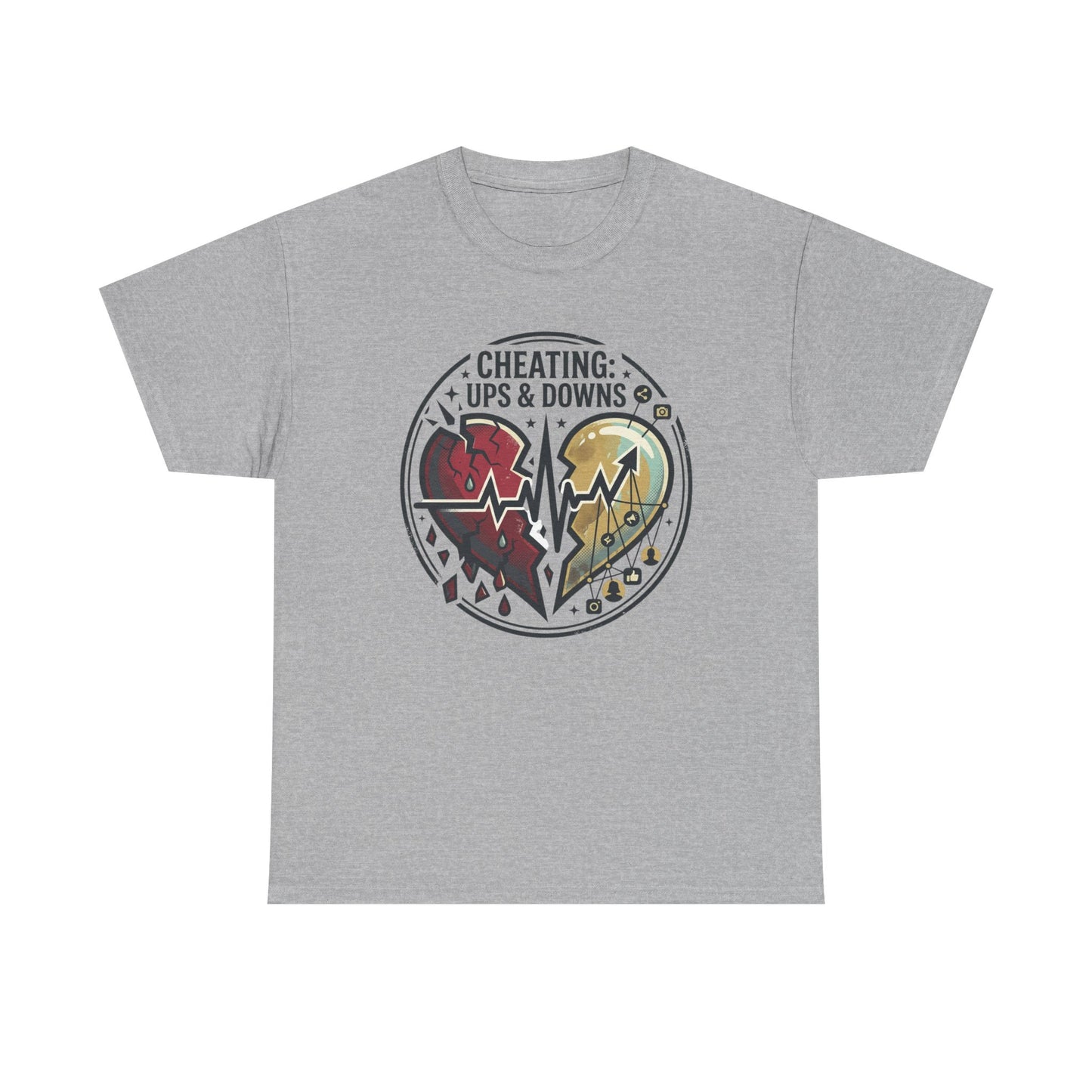 Cheating: Ups & Downs Broken Heart Graphic Tee Printify