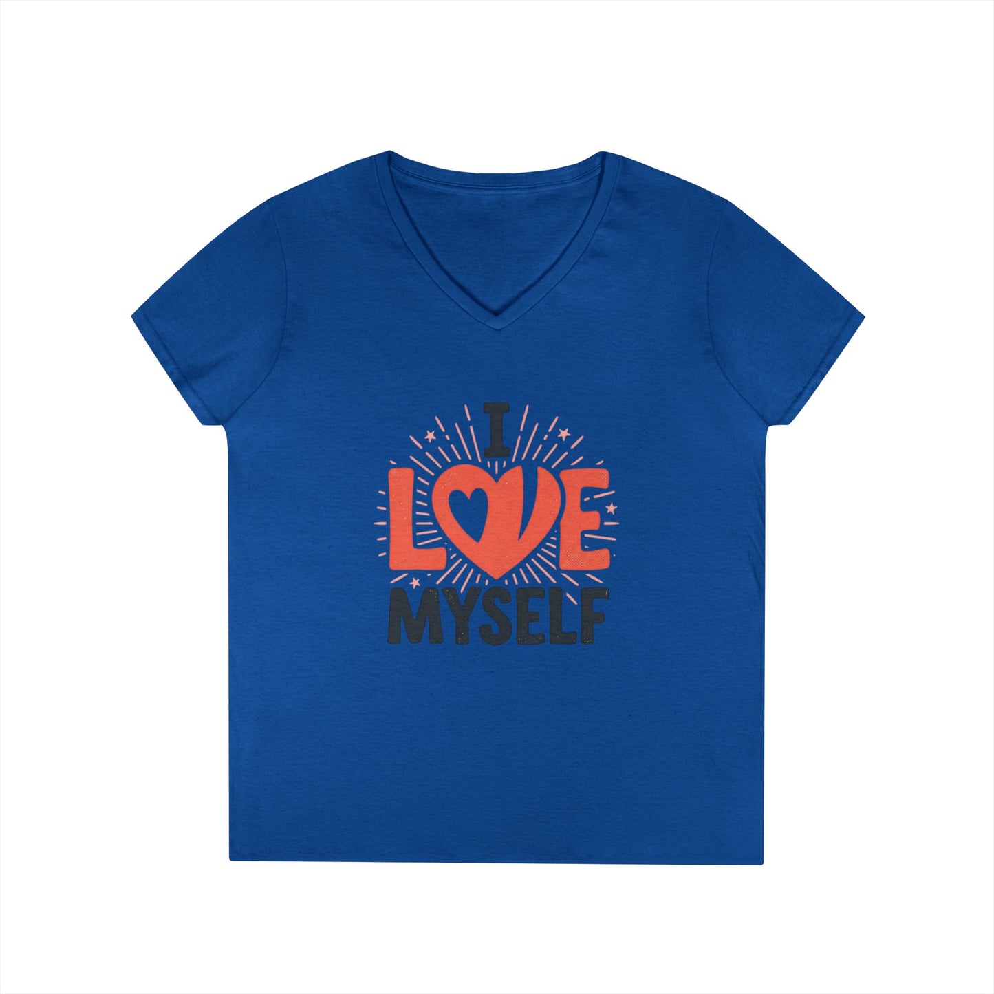 I Love Myself V-Neck Tee — Self-Love Women's T-Shirt Printify
