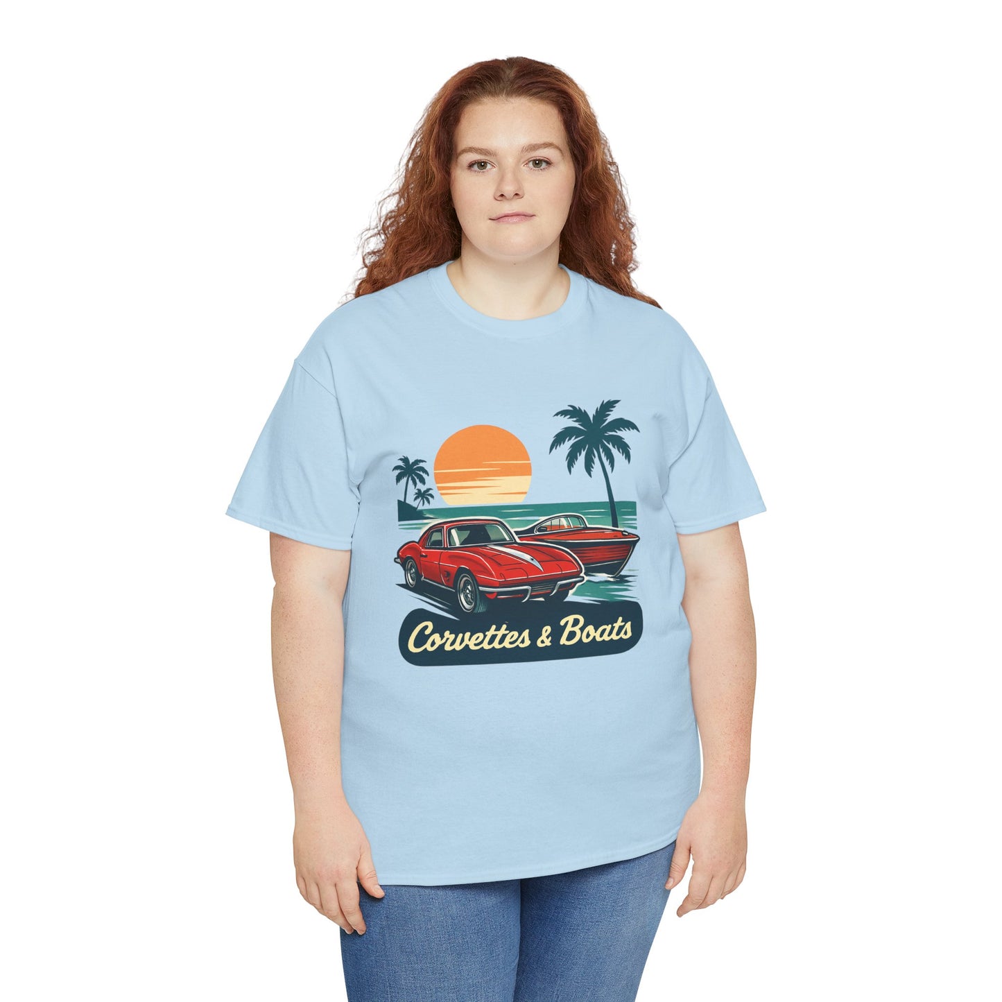 Corvettes & Boats Retro Sunset T‑Shirt