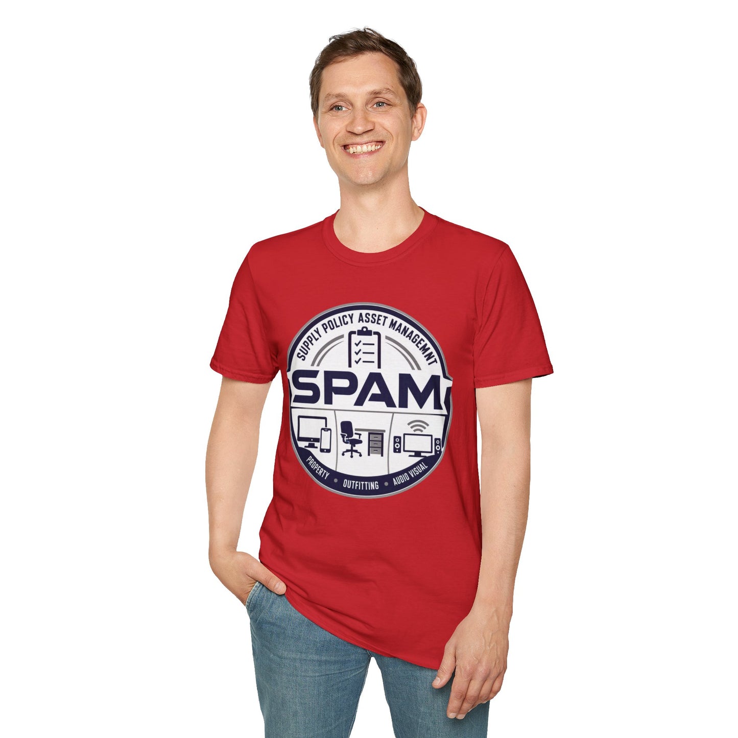 SPAM Supply Policy Asset Management T-Shirt — Logistics/ IT / Admin Graphic Tee
