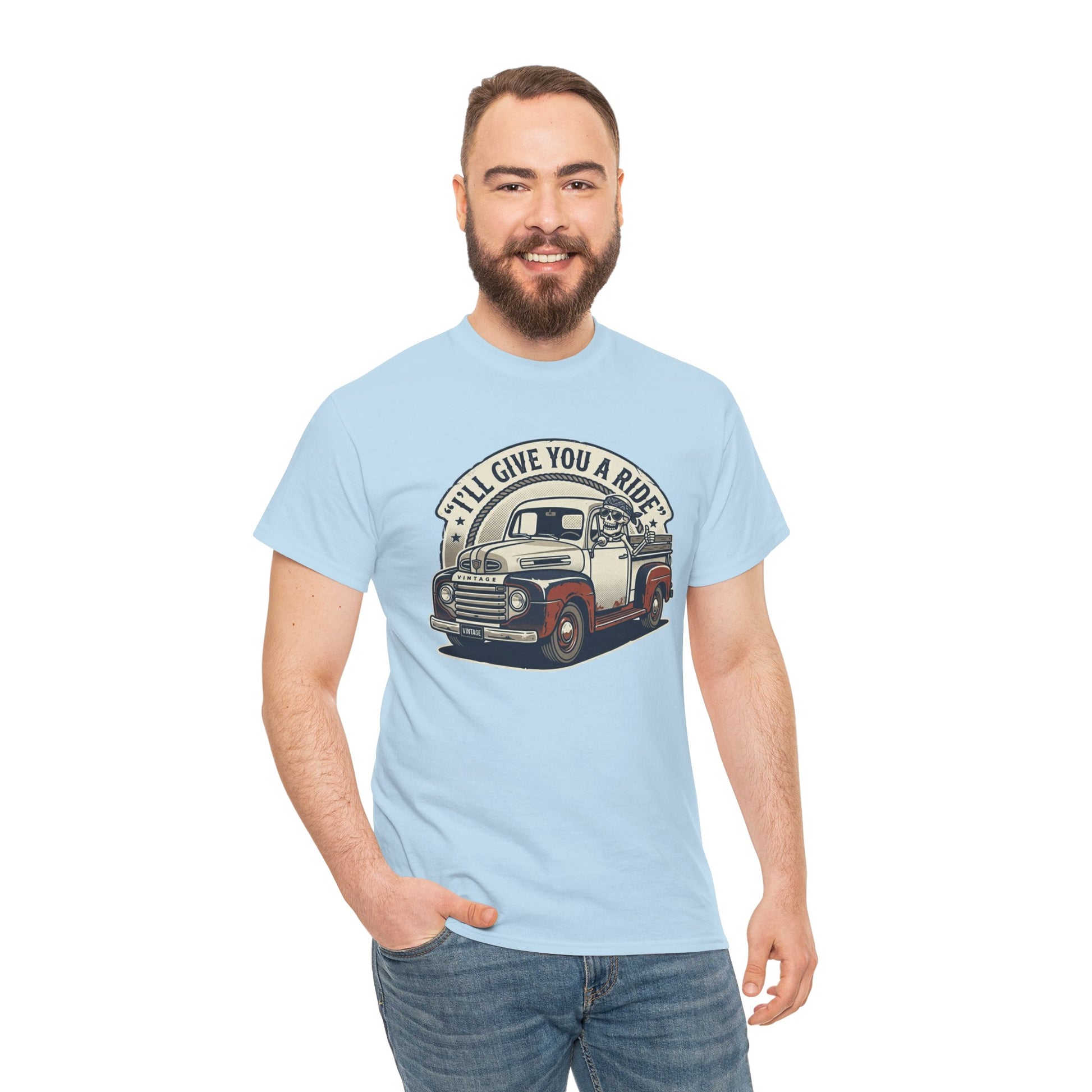 Vintage Pickup Truck T-Shirt — “I’ll Give You a Ride” Classic Retro Tee Printify