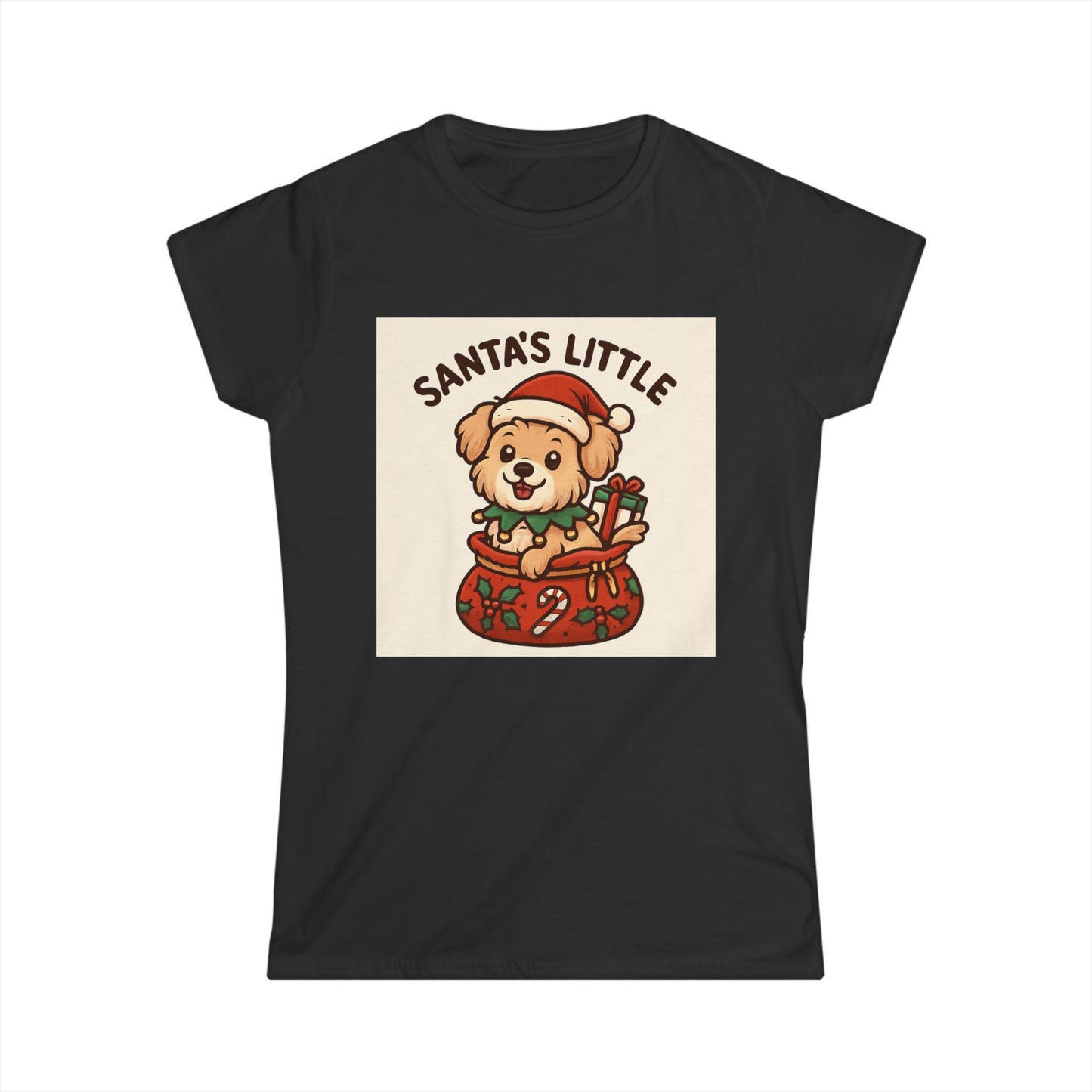 Santa's Little Puppy Tee — Cute Christmas Dog Holiday T‑Shirt for Women