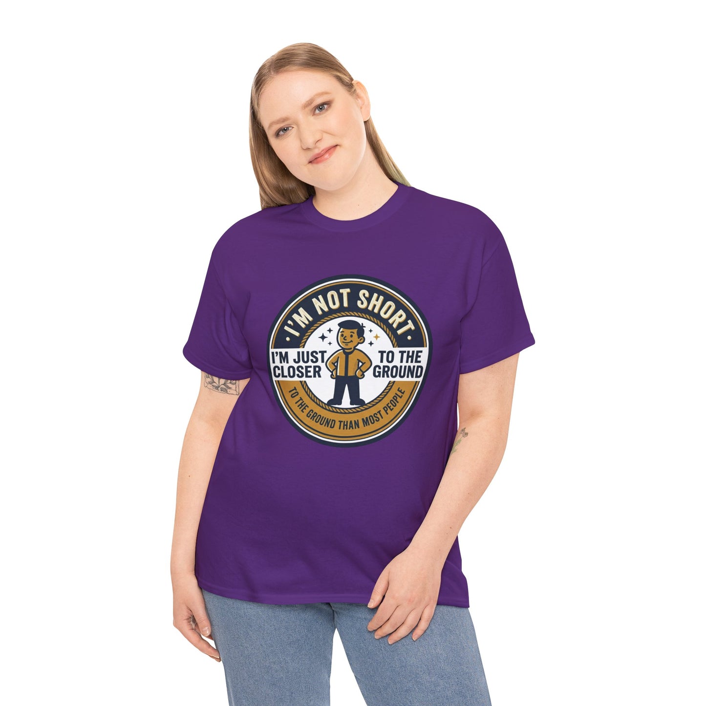 "I'm Not Short, I'm Just Closer to the Ground" Funny Short Height Graphic Tee