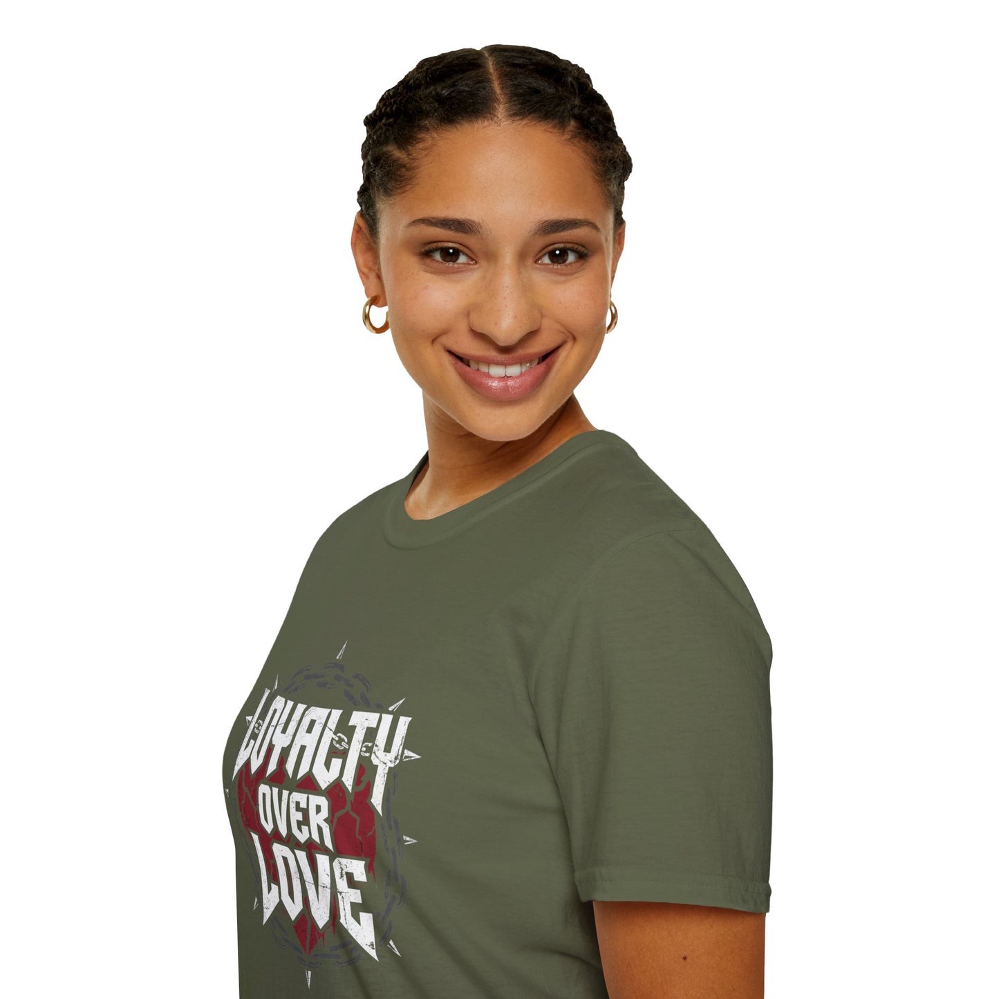 Loyalty Over Love T-Shirt — Edgy Heart & Chain Graphic Tee