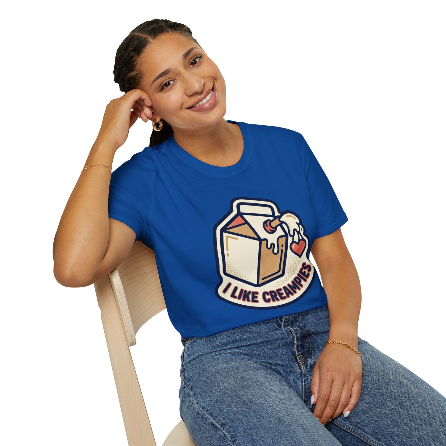 Cream Pie Cartoon T-Shirt — "I Like Creampies" Retro Milk Carton Graphic Tee