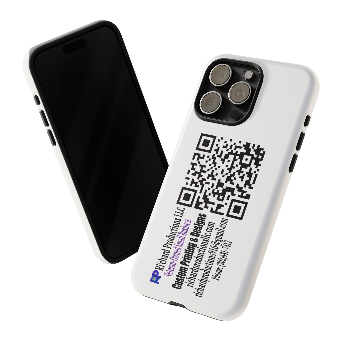 Ri'chard Productions LLC Phone Case — Custom QR Code Contact Card Tough Case Printify