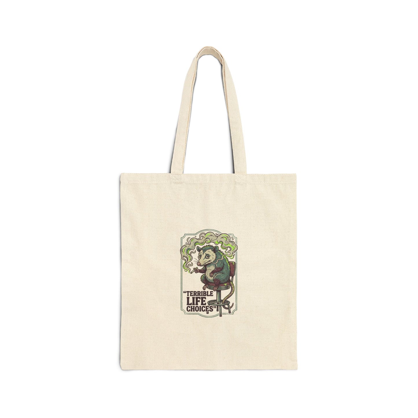 Ironic Smoking Raccoon Tote | absurdist animal, edgy retro counterculture