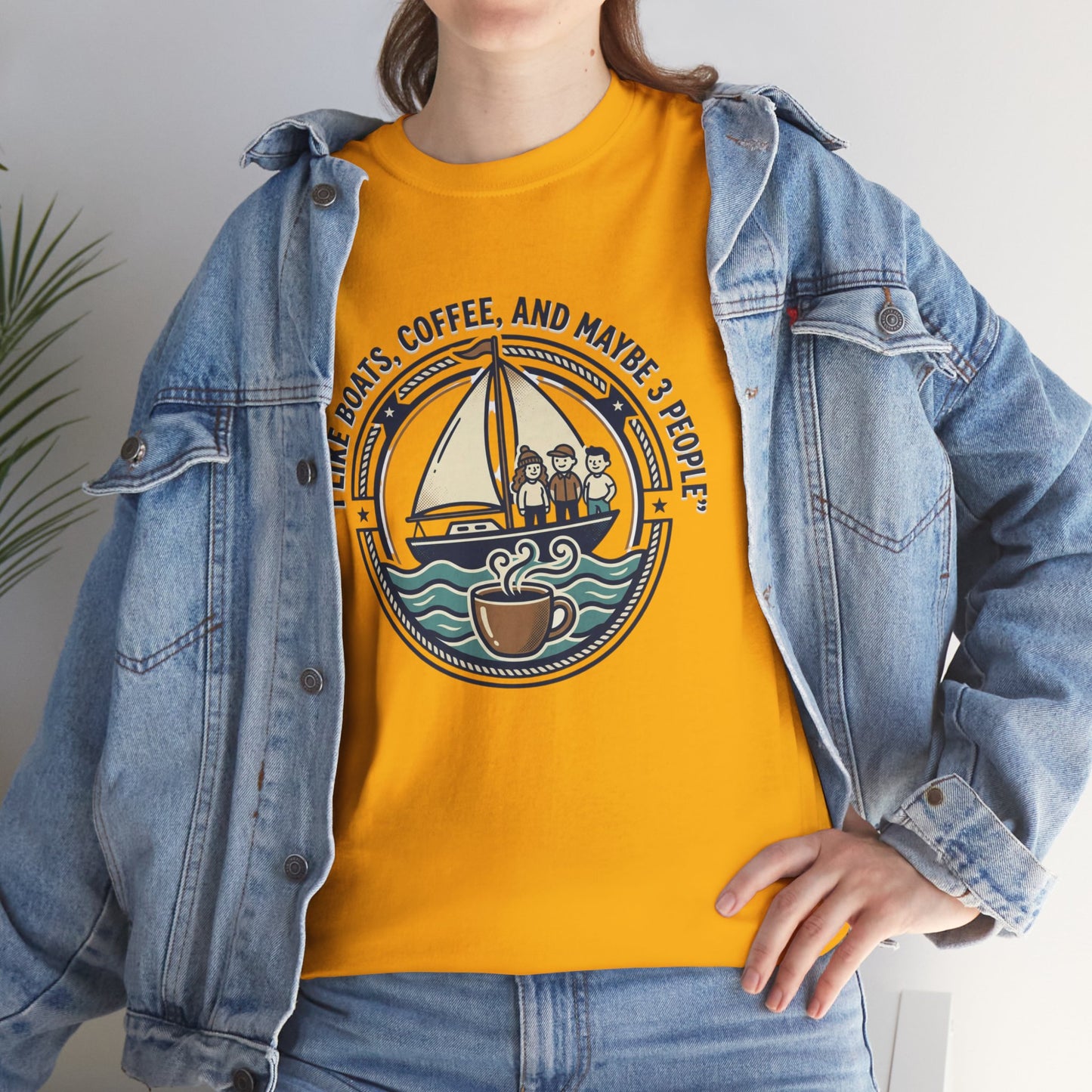 Sailboats & Coffee T‑Shirt — "I Like Boats, Coffee, and Maybe 3 People" Graphic Tee Printify