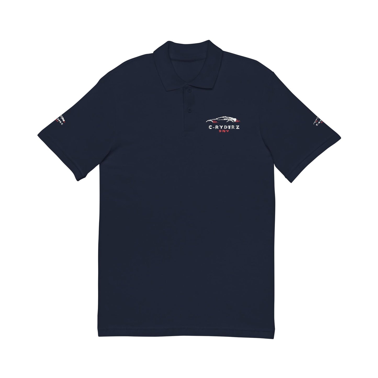 C-RYDERZ Embroidered Black Polo — 'Never Give Up' Heartbeat Logo Printify