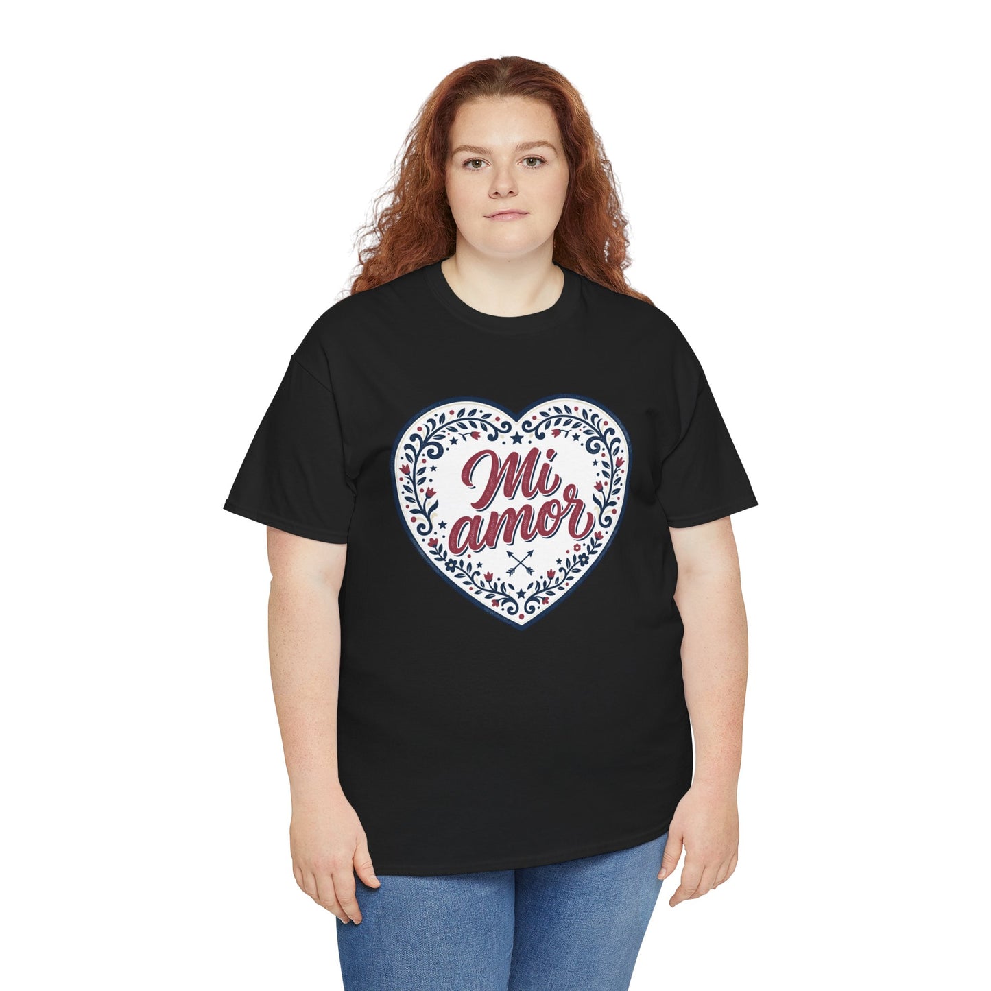 Mi Amor Heart T-Shirt — Romantic Floral Graphic Tee for Valentine’s Day