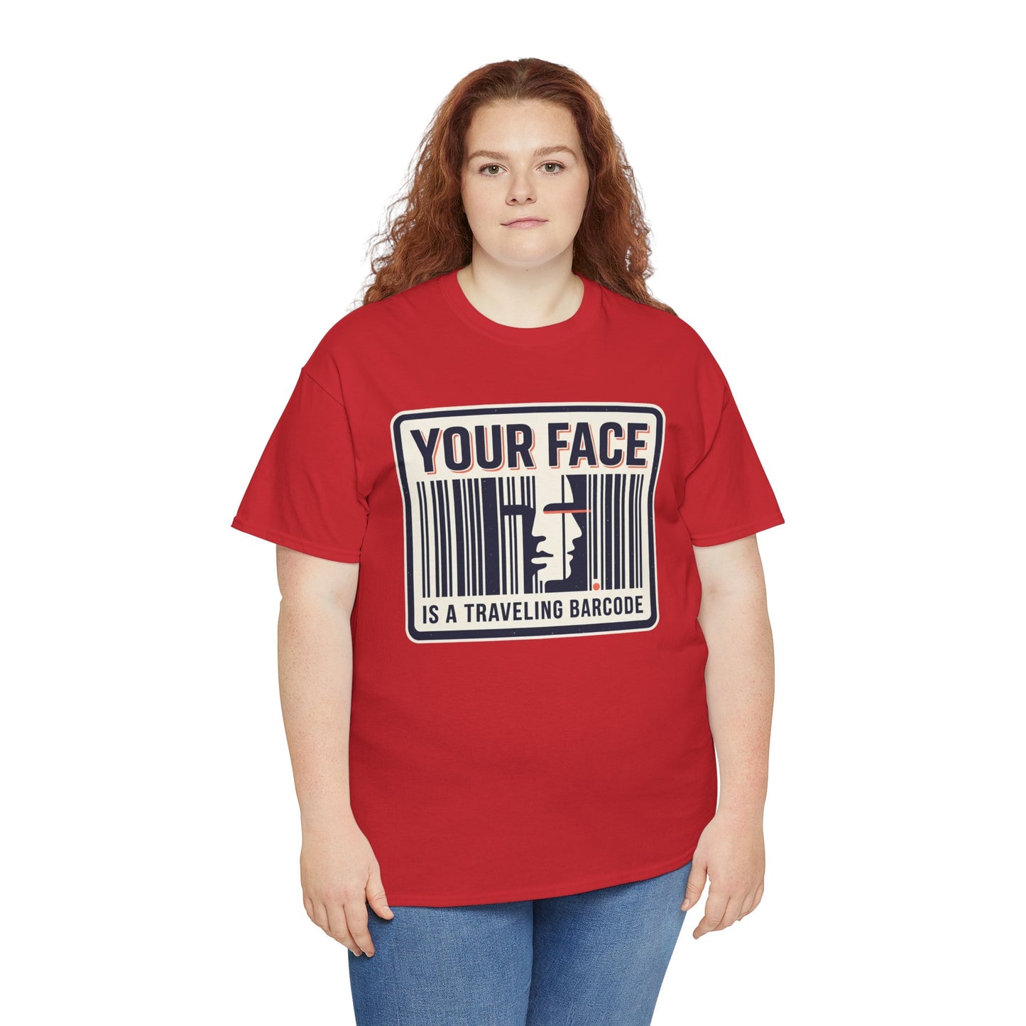 "Your Face Is a Traveling Barcode" Graphic Tee