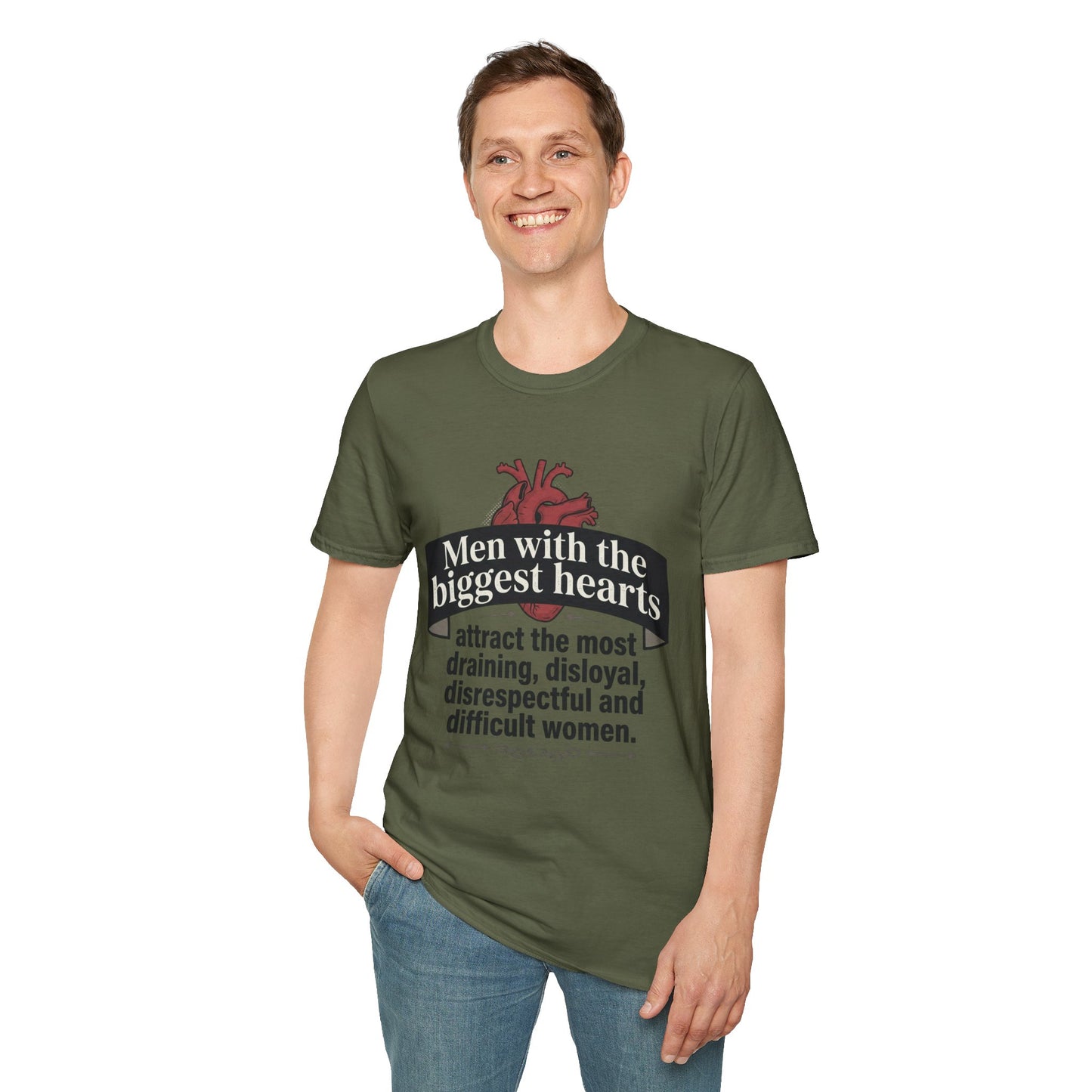 "Men with the Biggest Hearts" Funny Sarcastic Graphic Tee Printify