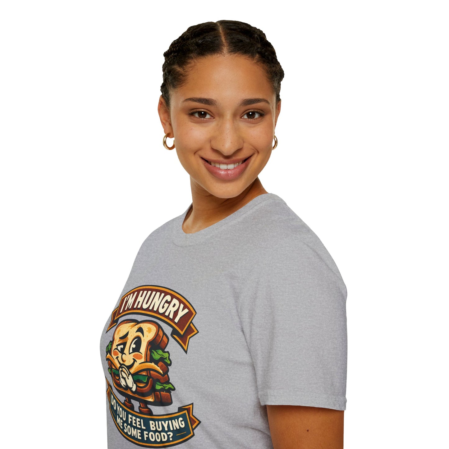 I'm Hungry Burger Graphic T-Shirt — "Do You Feel Buying Me Some Food?" Funny Foodie Tee