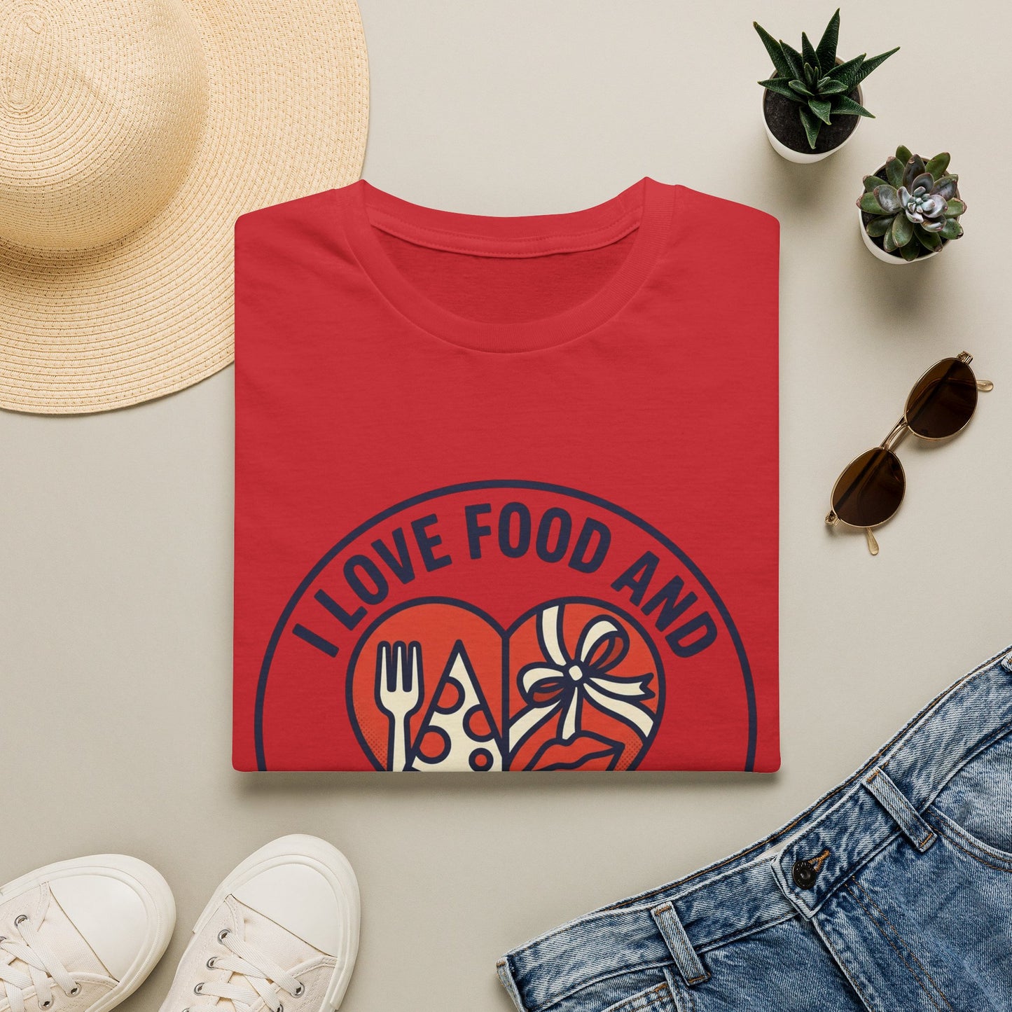 "I Love Food and Sexual Favors" Graphic Tee (Heart Pizza & Candy Design)