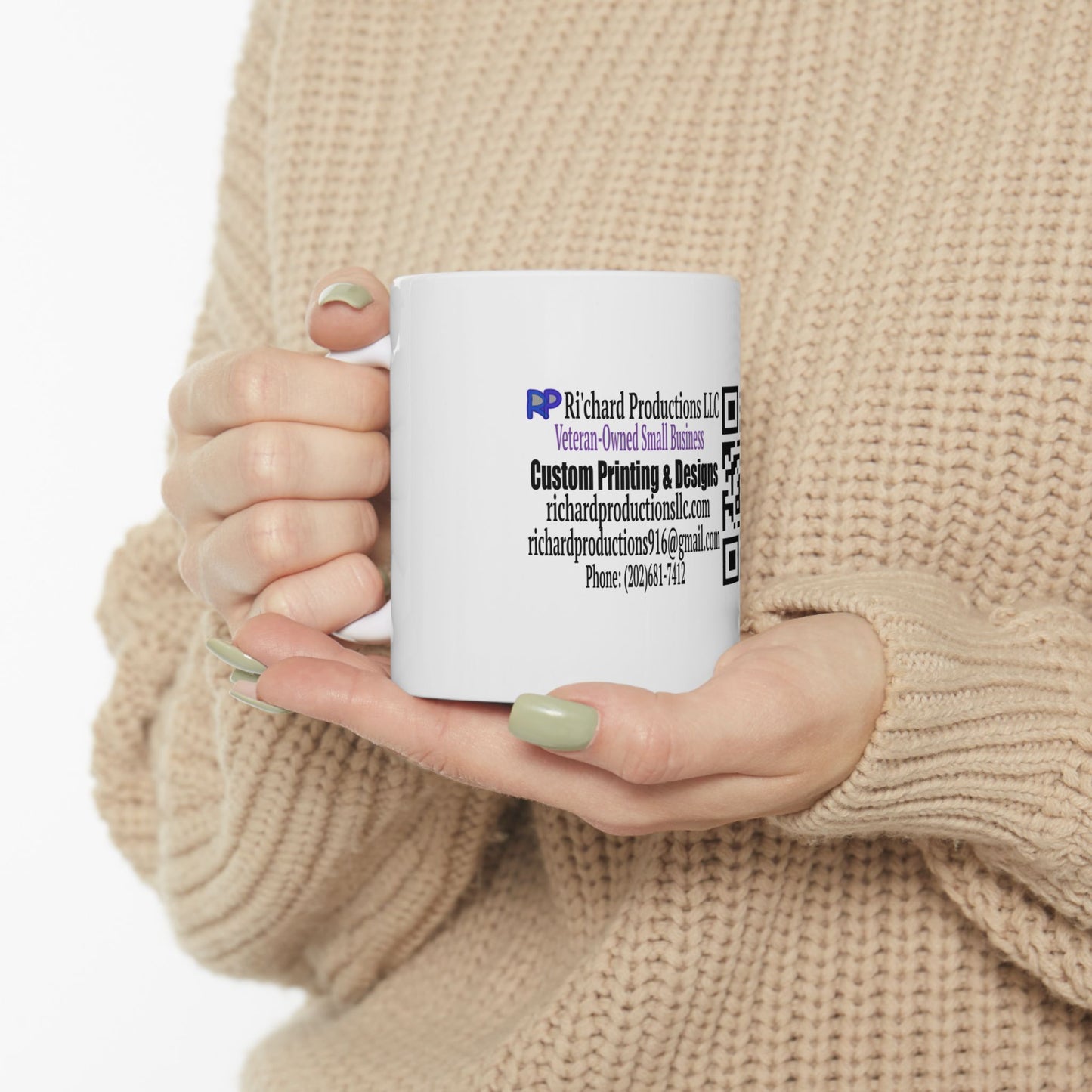 Ceramic Mug — Branded QR Code Business Contact Mug (11oz/15oz) Printify